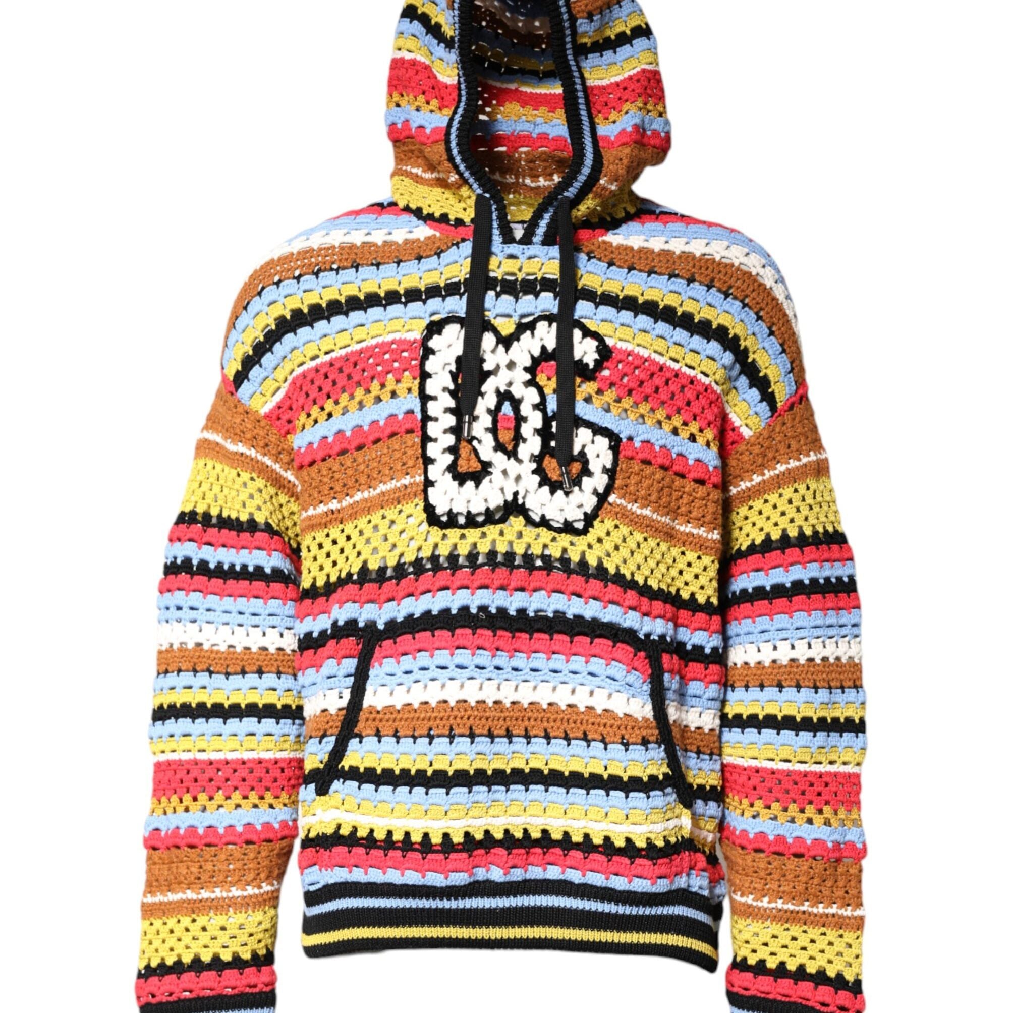 Dolce & Gabbana Multicolor Cotton Hooded Pullover Sweater