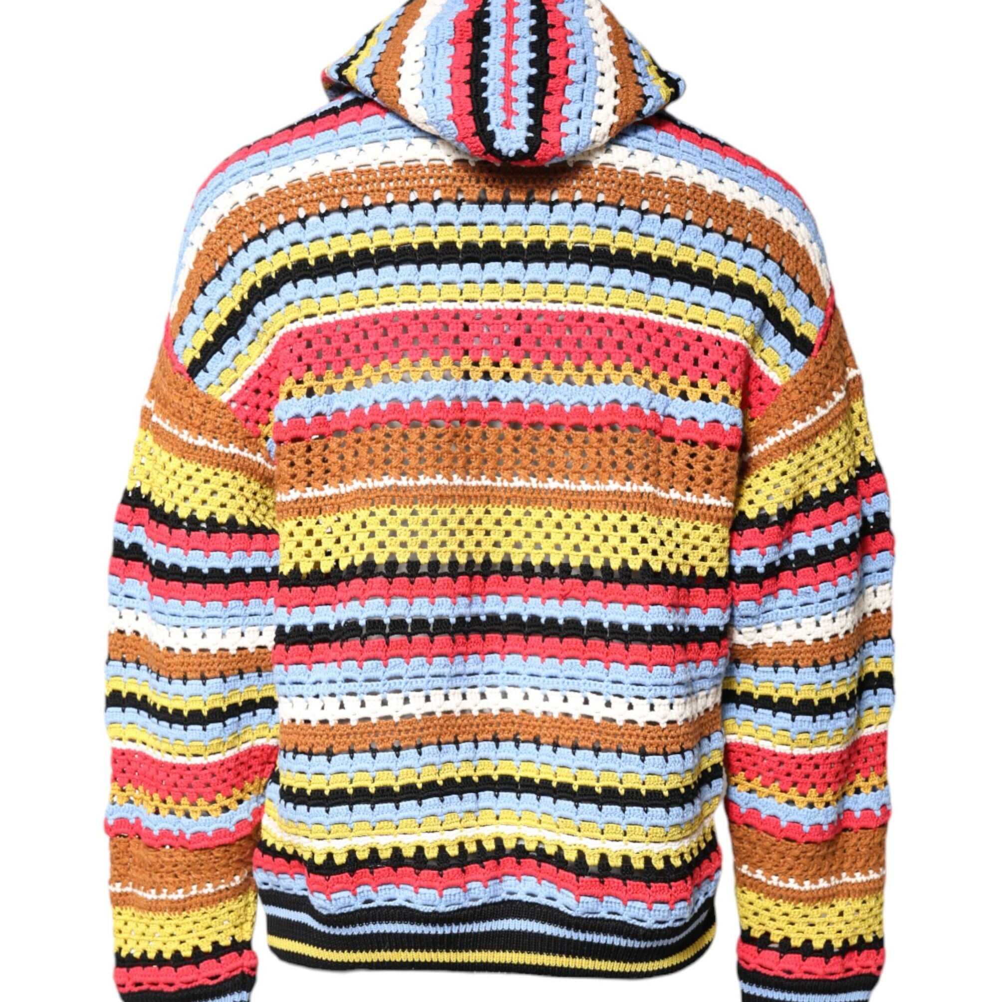 Dolce & Gabbana Multicolor Cotton Hooded Pullover Sweater