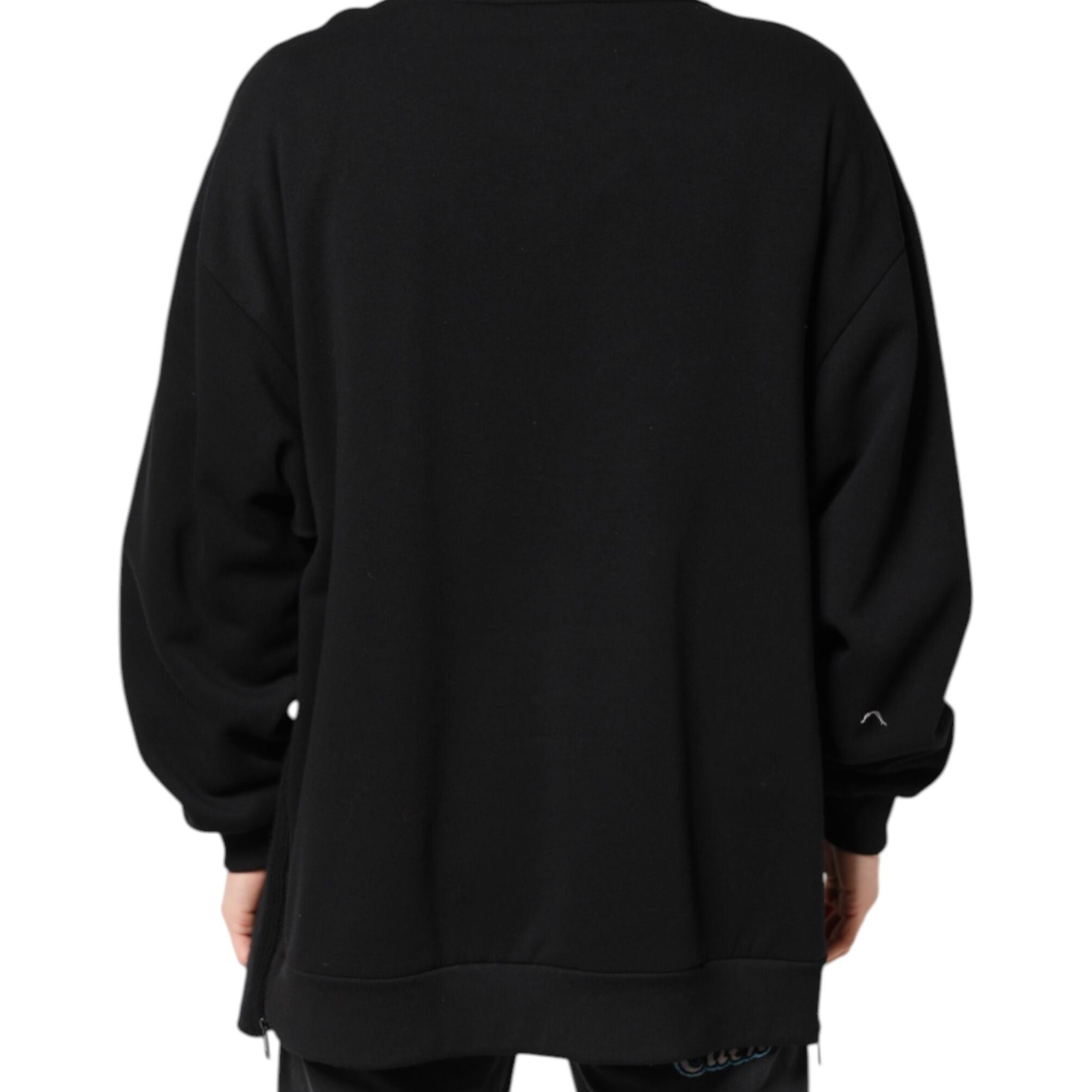 Dolce & Gabbana Black Cotton Logo Print Men Pullover Sweater