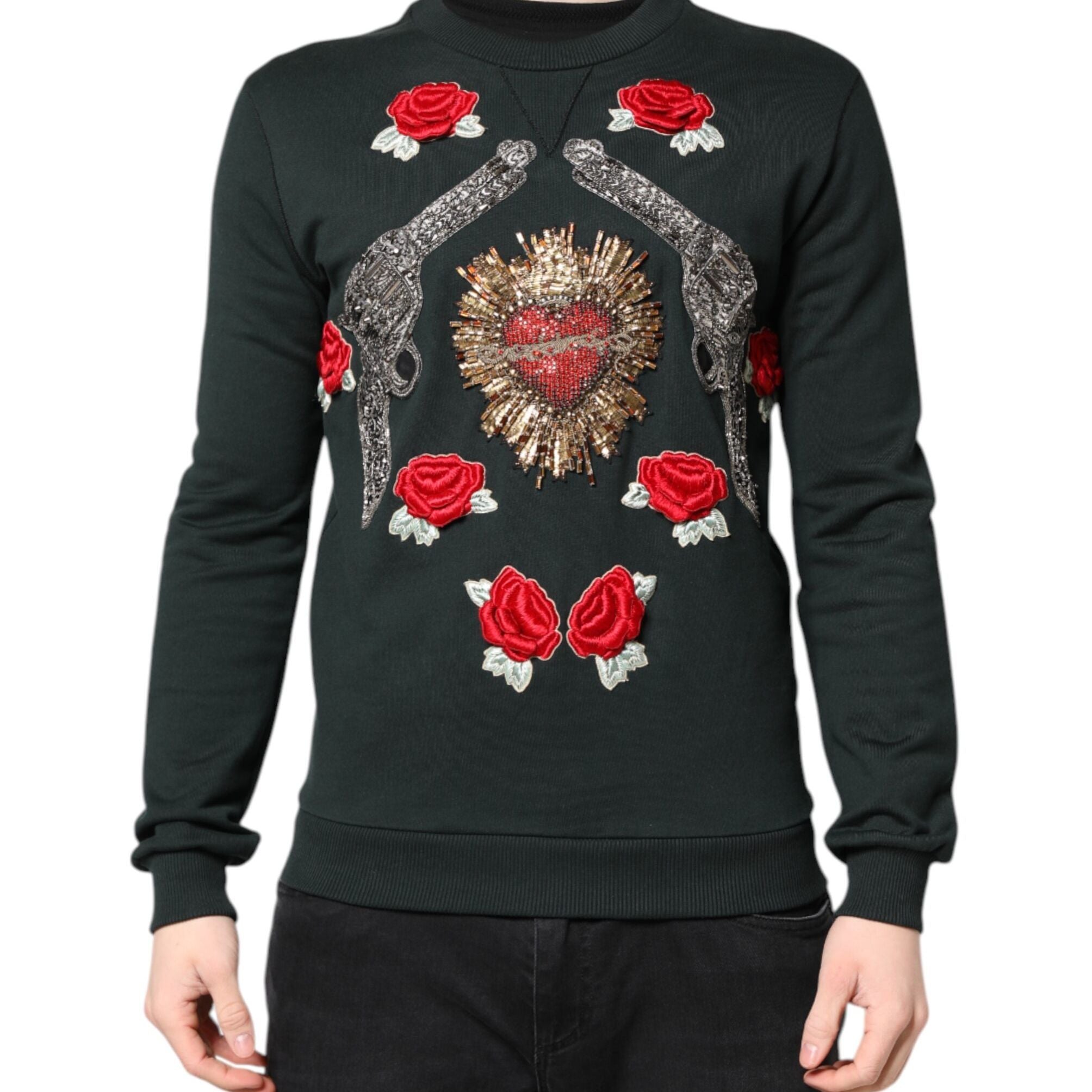 Dolce & Gabbana Black Sequined Embellished Pullover Sweater