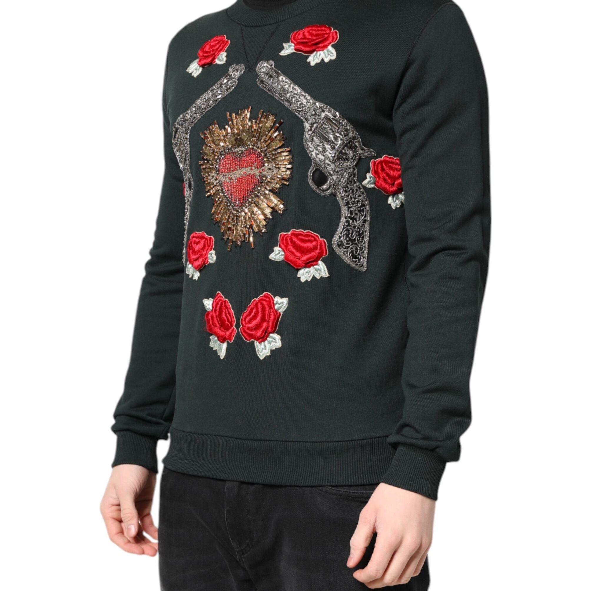 Dolce & Gabbana Black Sequined Embellished Pullover Sweater