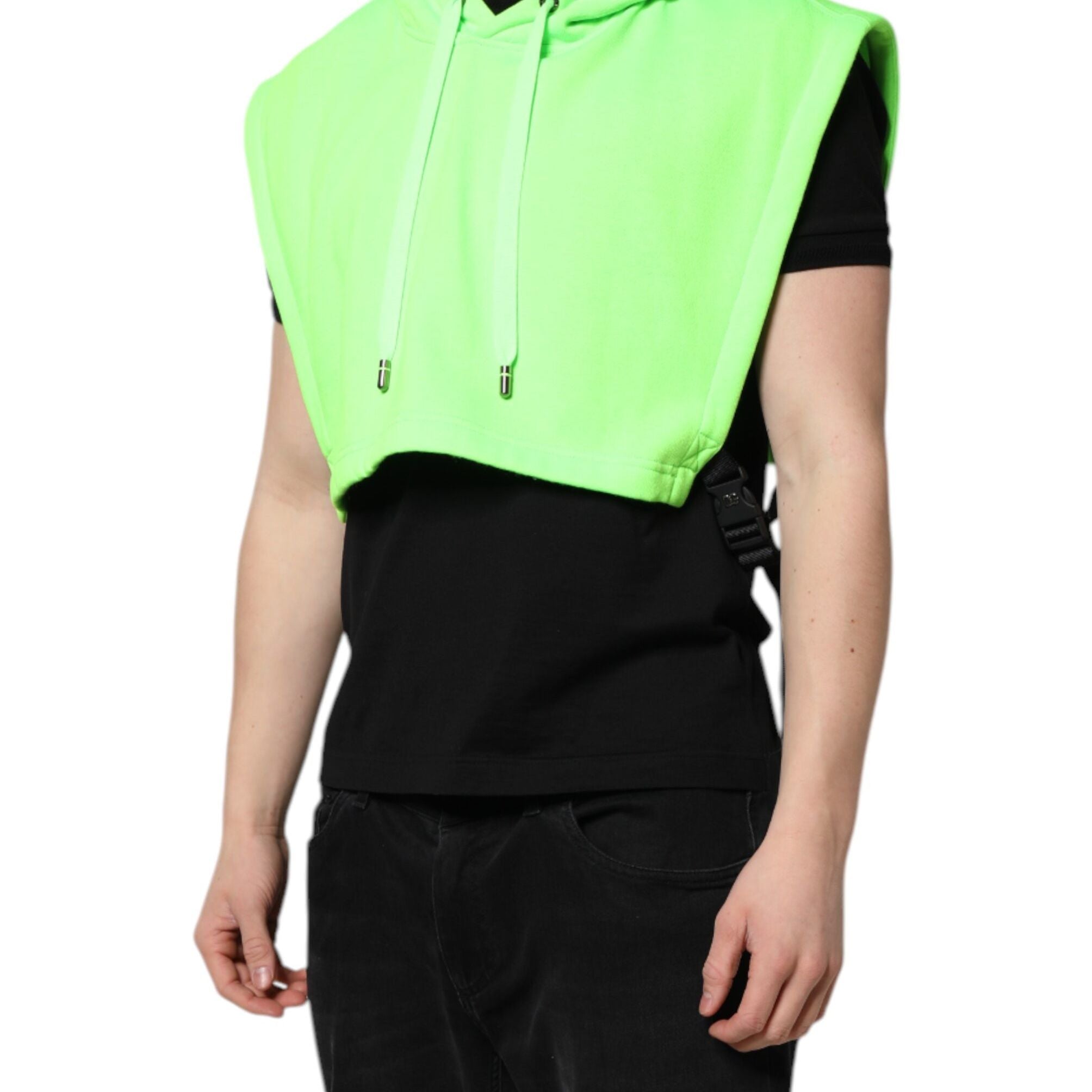 Dolce & Gabbana Green Polyester Hooded Sportswear Vest Sweater