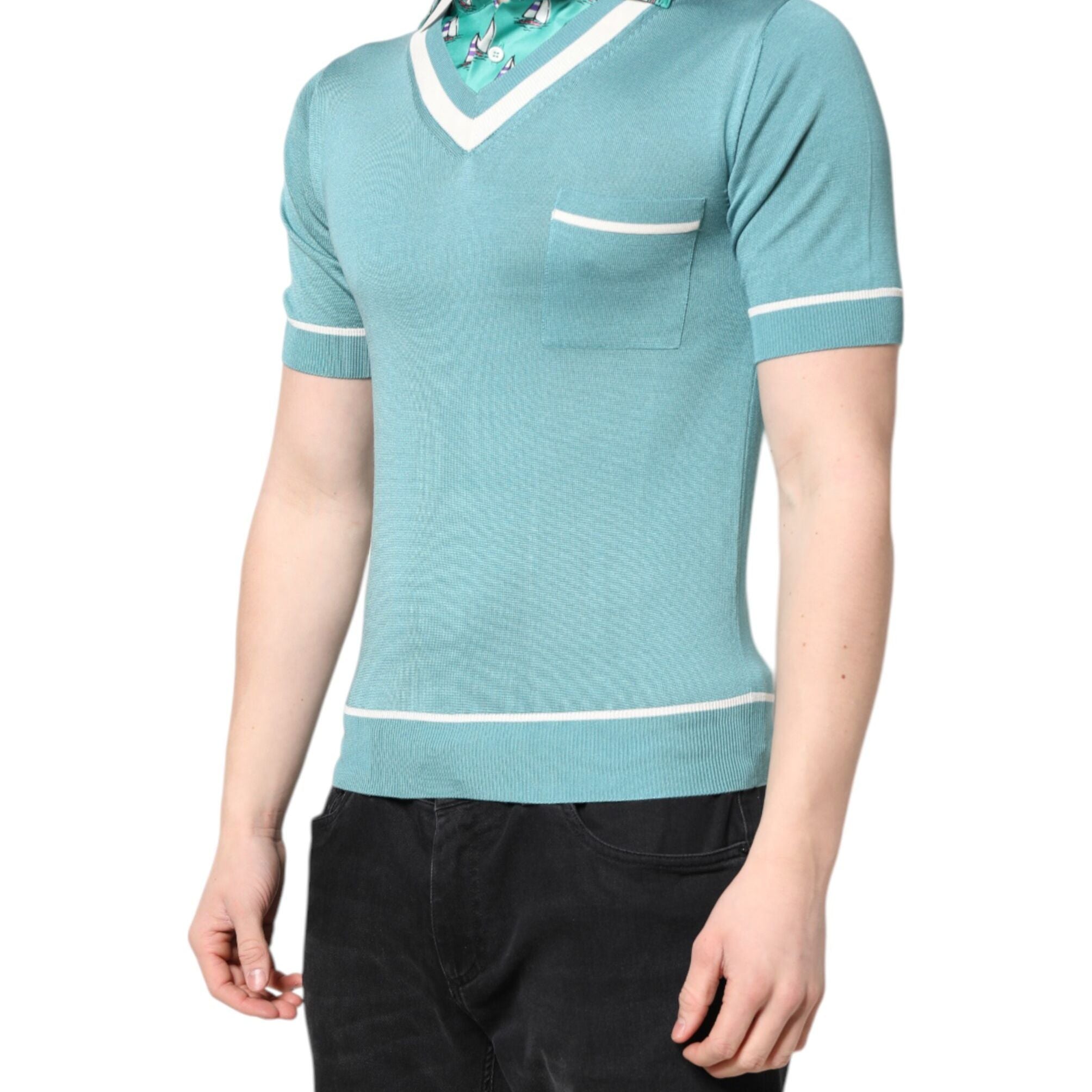 Dolce & Gabbana Green Printed Collared Short Sleeve T-shirt