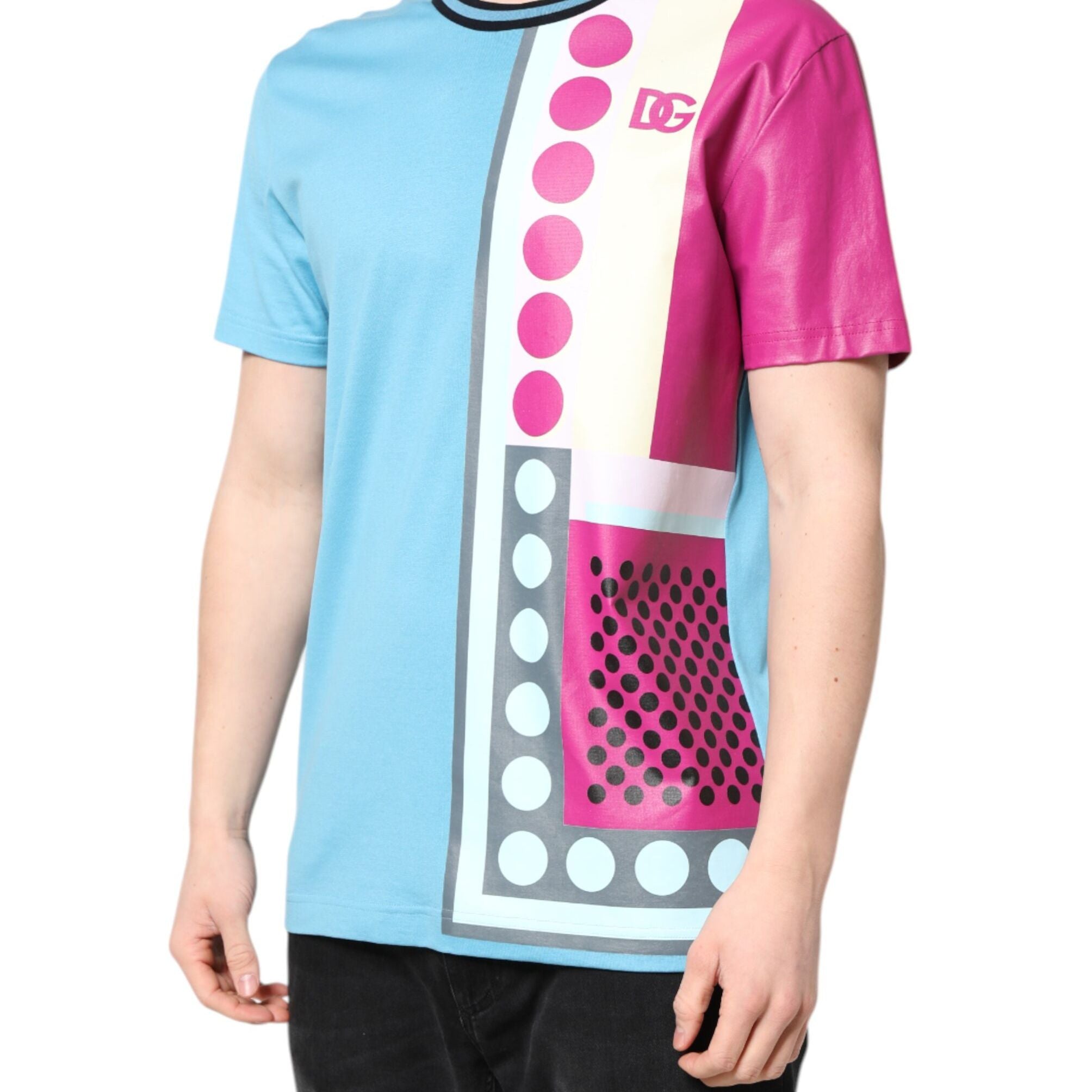 Dolce & Gabbana Multicolor Printed Logo Short Sleeve T-shirt