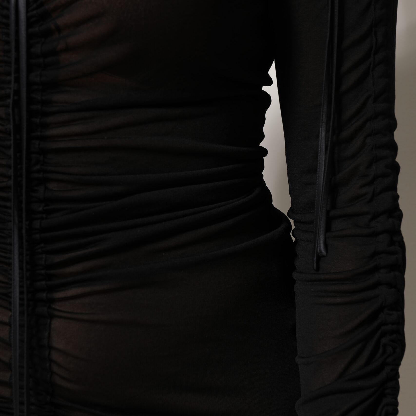Dolce & Gabbana Black Mesh Trim Bodycon Long Sheath Dress