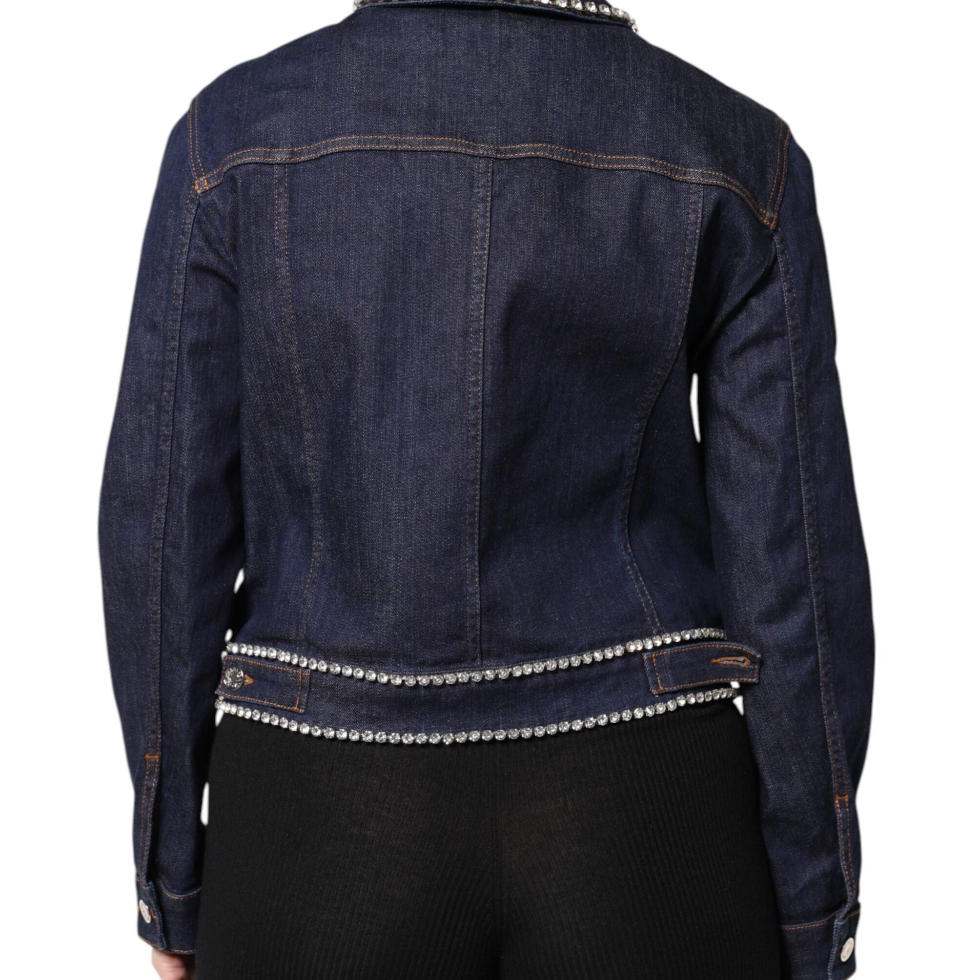 Dolce & Gabbana Blue Denim Cotton Crystal Embellished Jacket