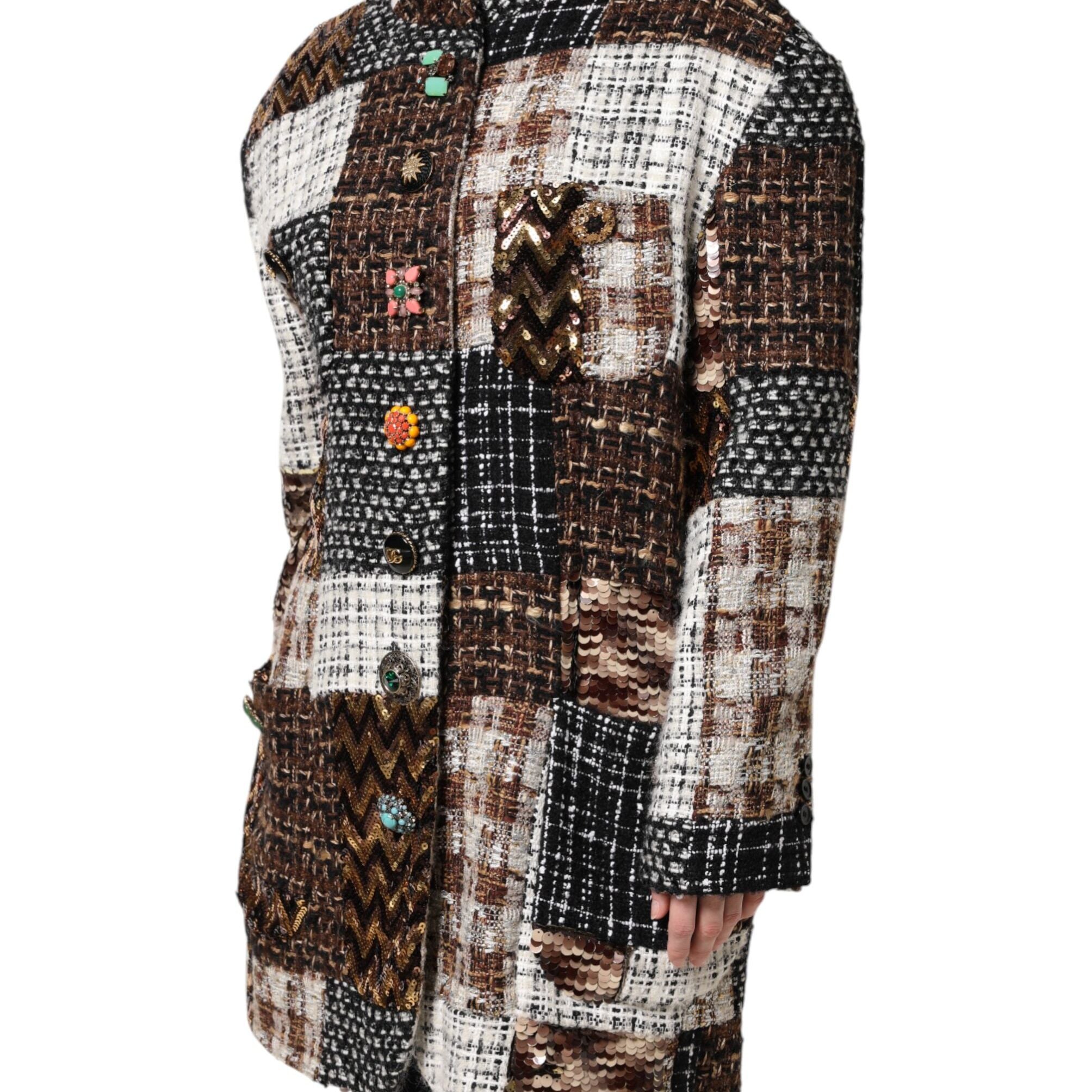 Dolce & Gabbana Multicolor Patchwork Button Down Jacket