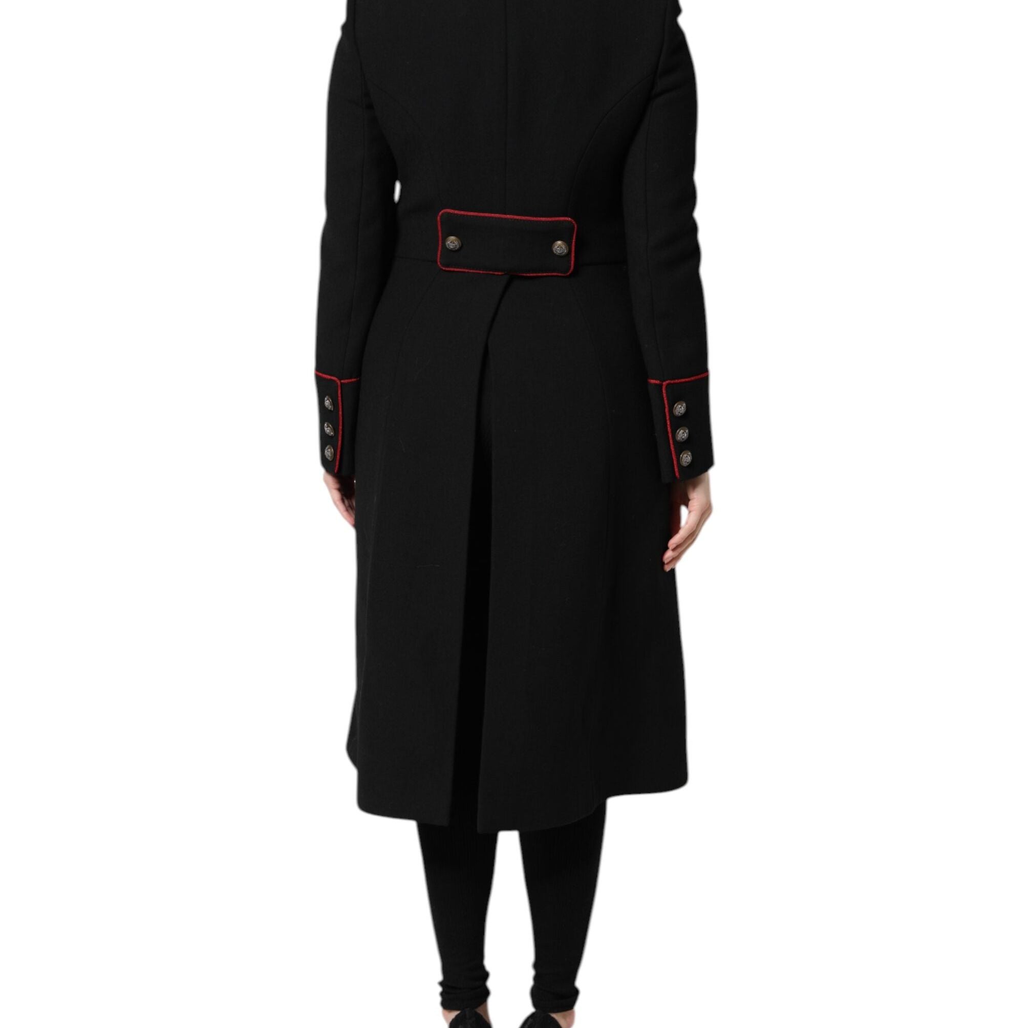 Dolce & Gabbana Black Wool Single Breasted Trench Coat Jacket