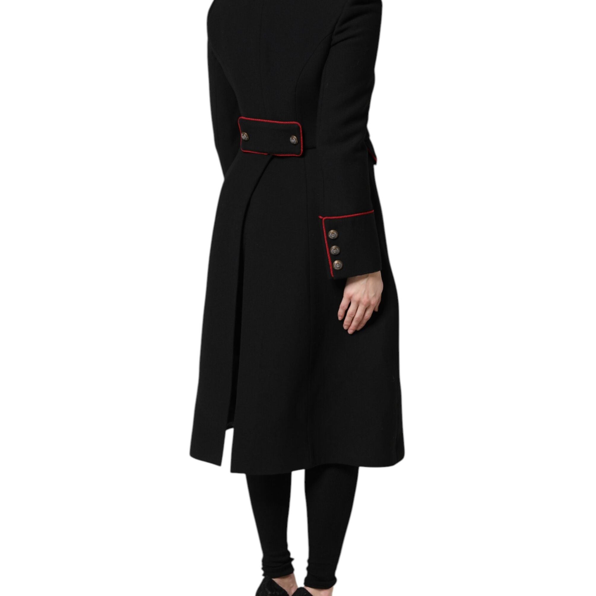 Dolce & Gabbana Black Wool Single Breasted Trench Coat Jacket