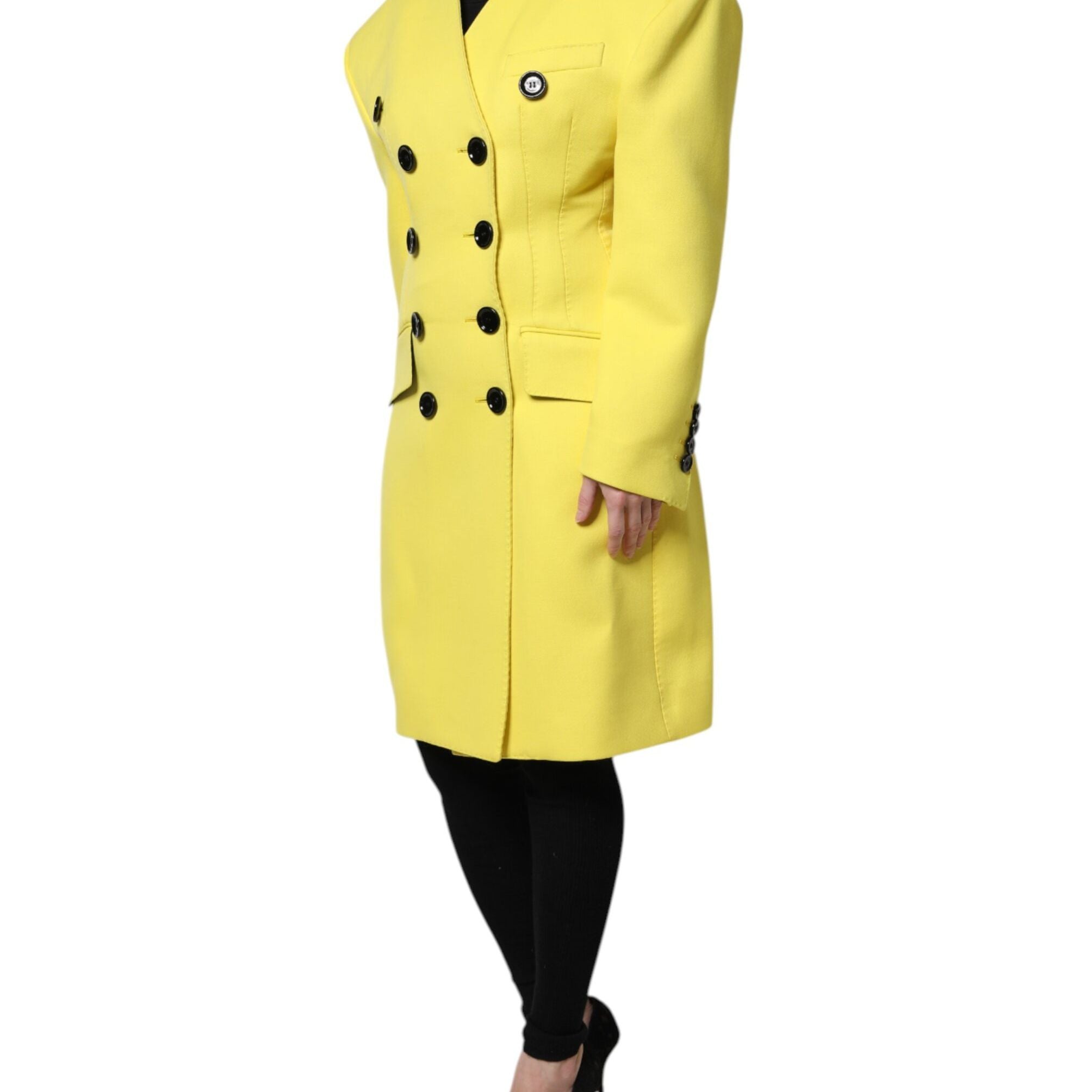 Dolce & Gabbana Yellow Double Breasted Trench Coat Jacket