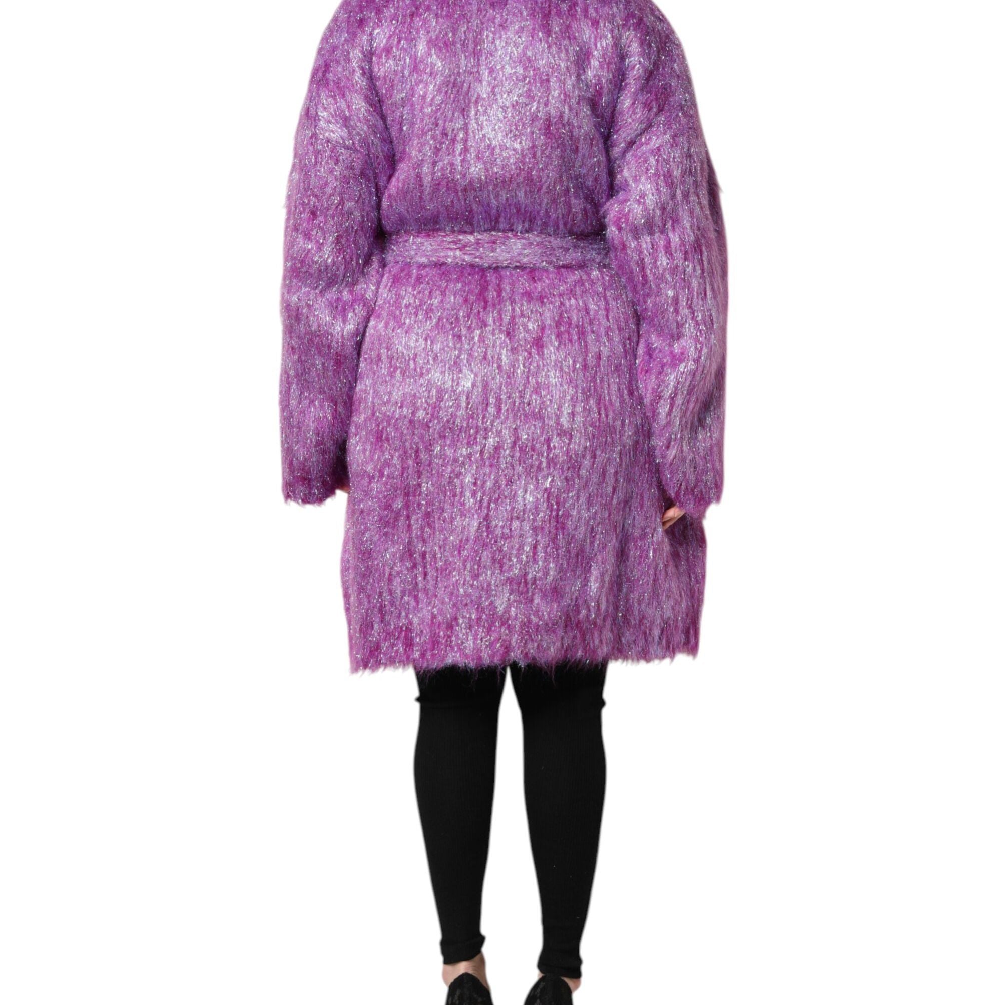Dolce & Gabbana Purple Button Embellished Trench Coat Jacket