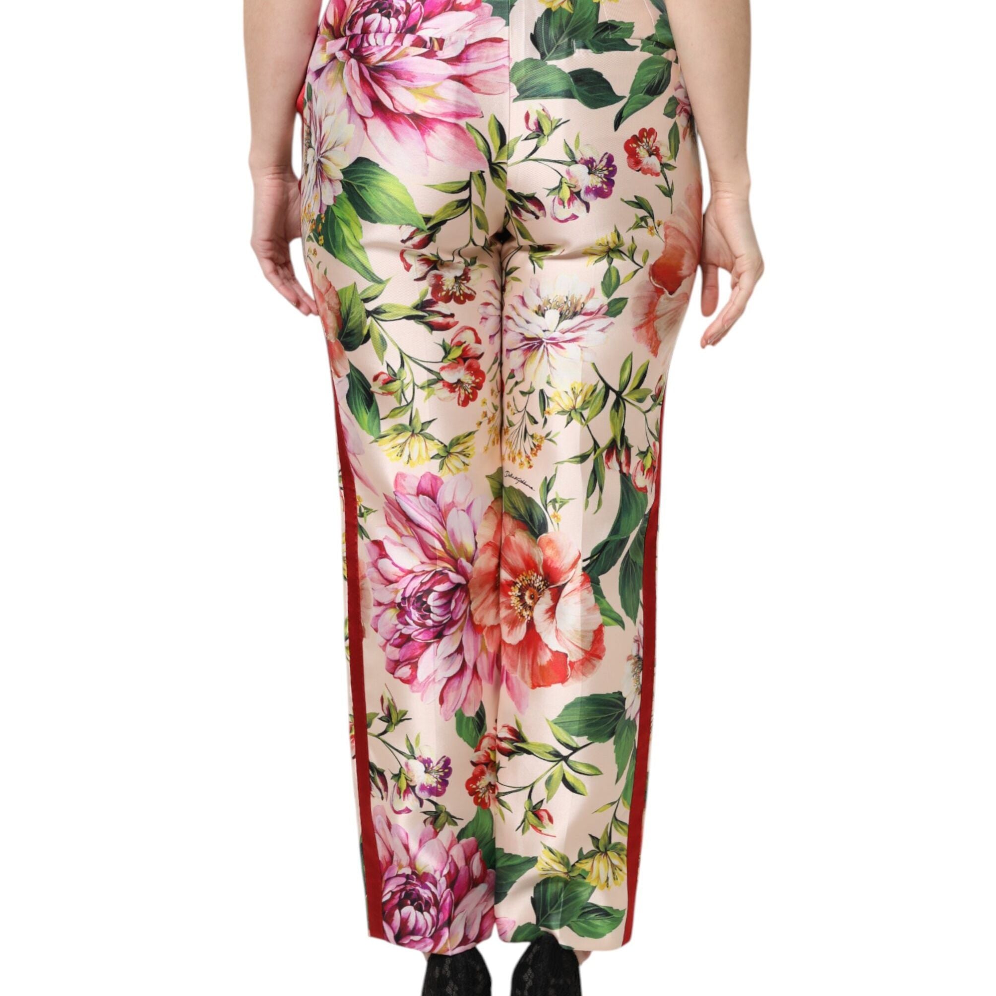 Dolce & Gabbana Multicolor Floral High Waist Straight Pants
