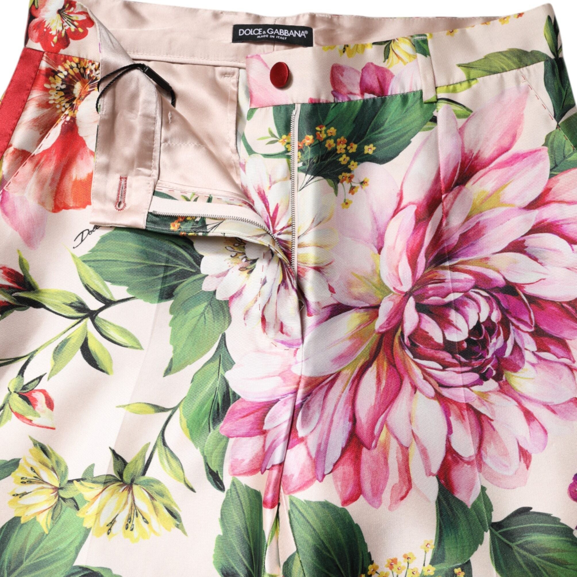 Dolce & Gabbana Multicolor Floral High Waist Straight Pants