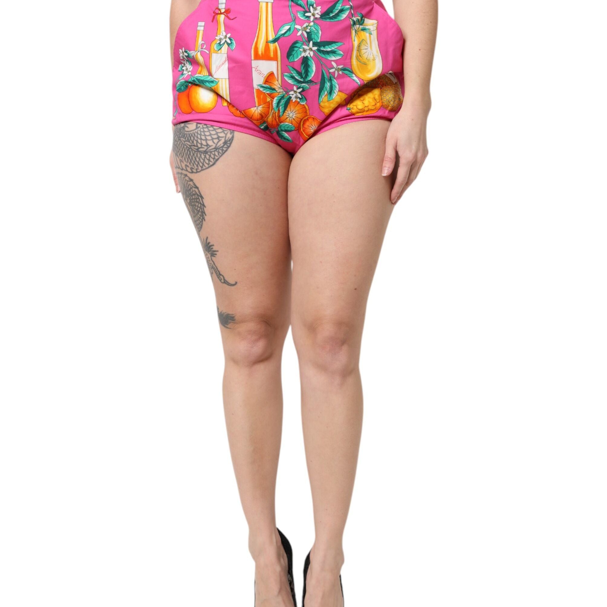 Dolce & Gabbana Pink Printed High Waist Hot Pants Shorts