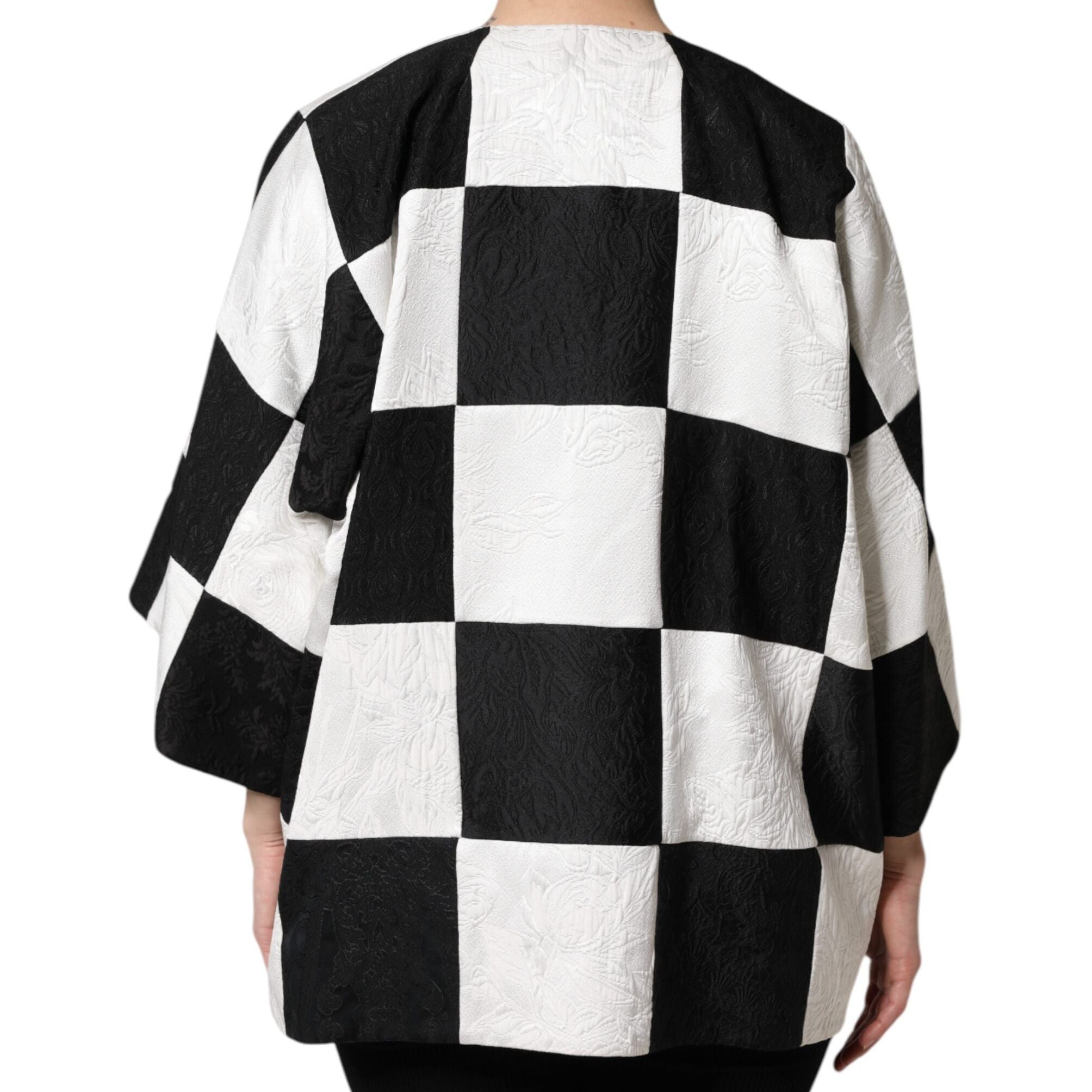 Dolce & Gabbana White Black Patchwork Jacquard Blazer Jacket