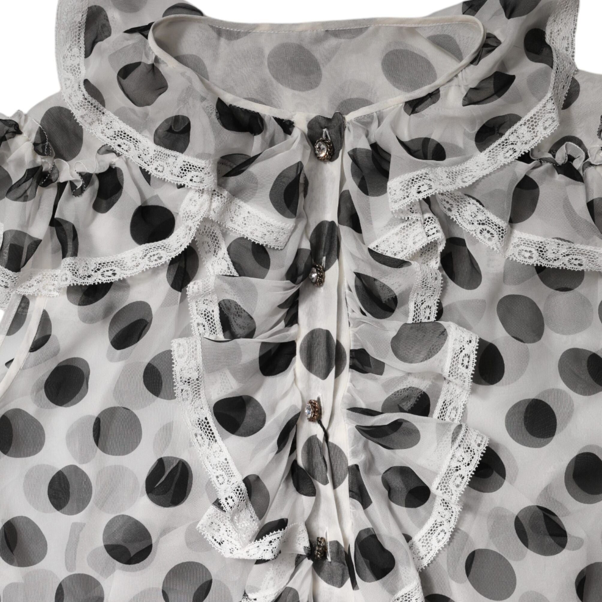 Dolce & Gabbana White Black Polka Dot Cotton Sleeveless Top