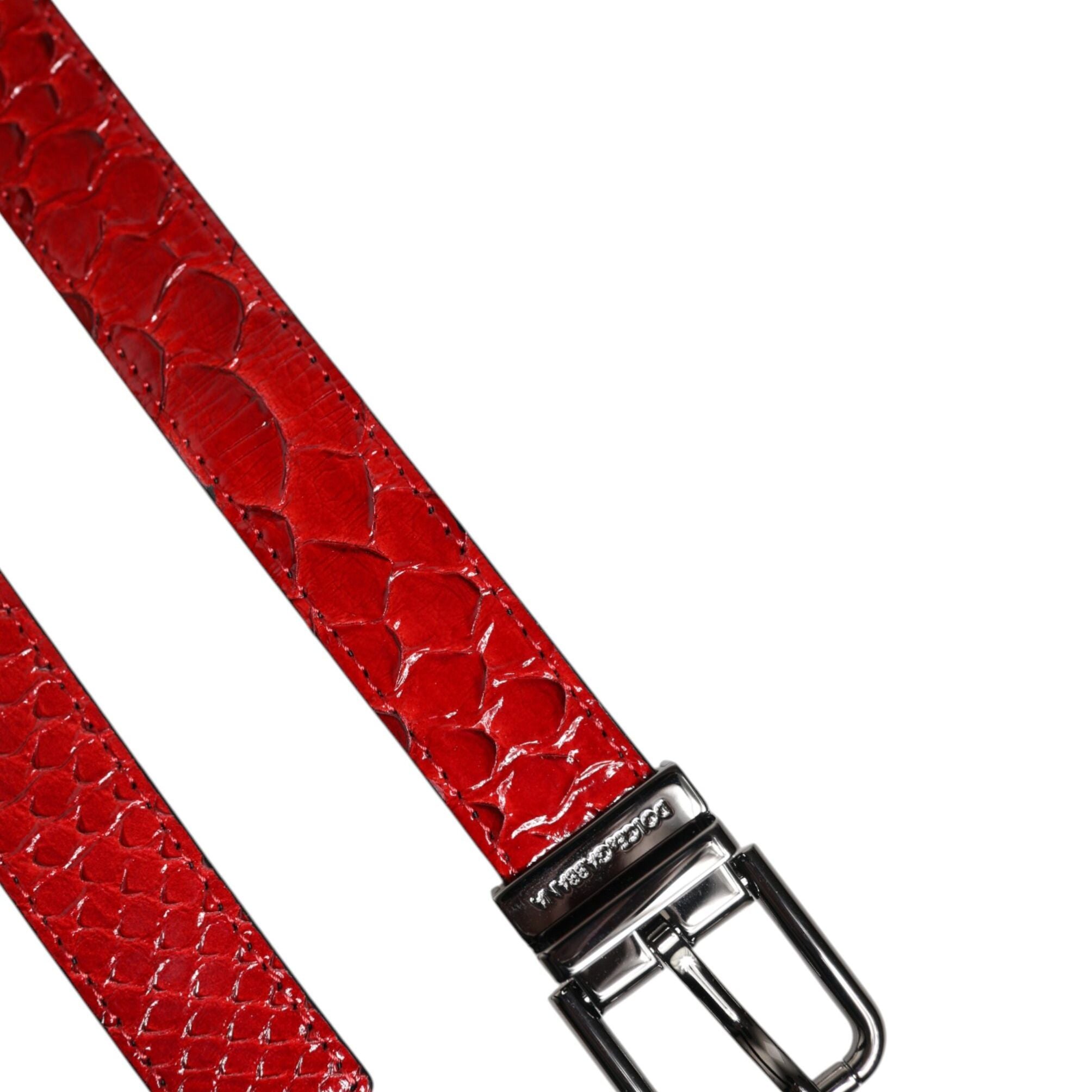 Dolce & Gabbana Red Exotic Leather Brass Metal Buckle Belt