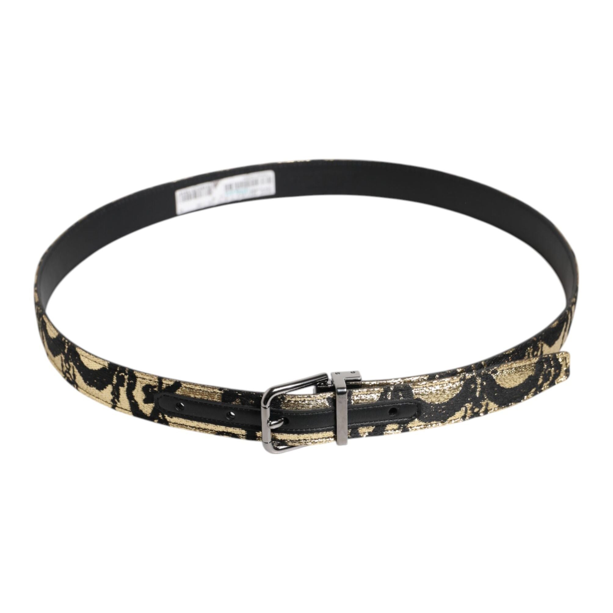 Dolce & Gabbana Multicolor Jacquard Leather Metal Buckle Belt