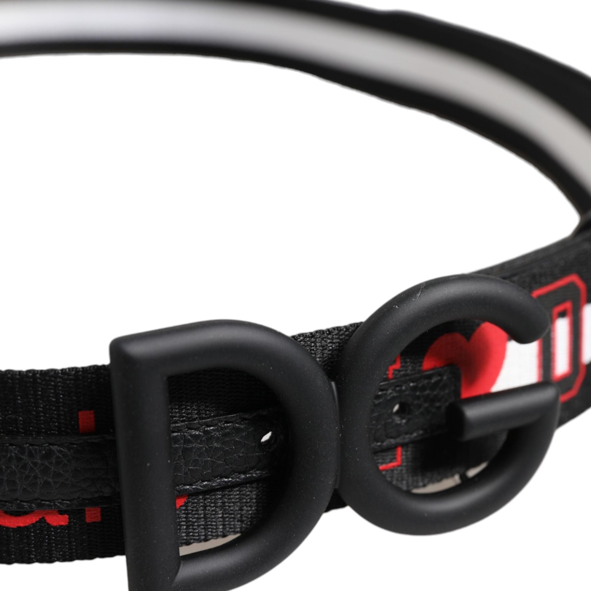 Dolce & Gabbana Black Polyester Logo Print DG Buckle Belt