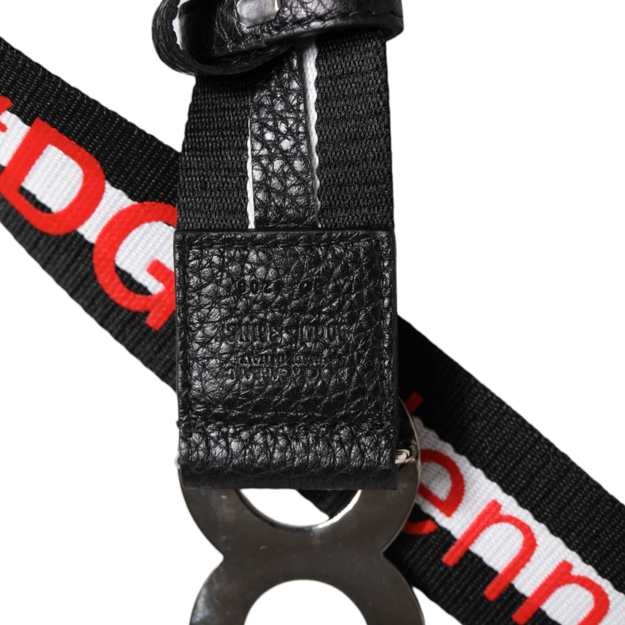 Dolce & Gabbana Black Cotton Logo Print DG Buckle Belt