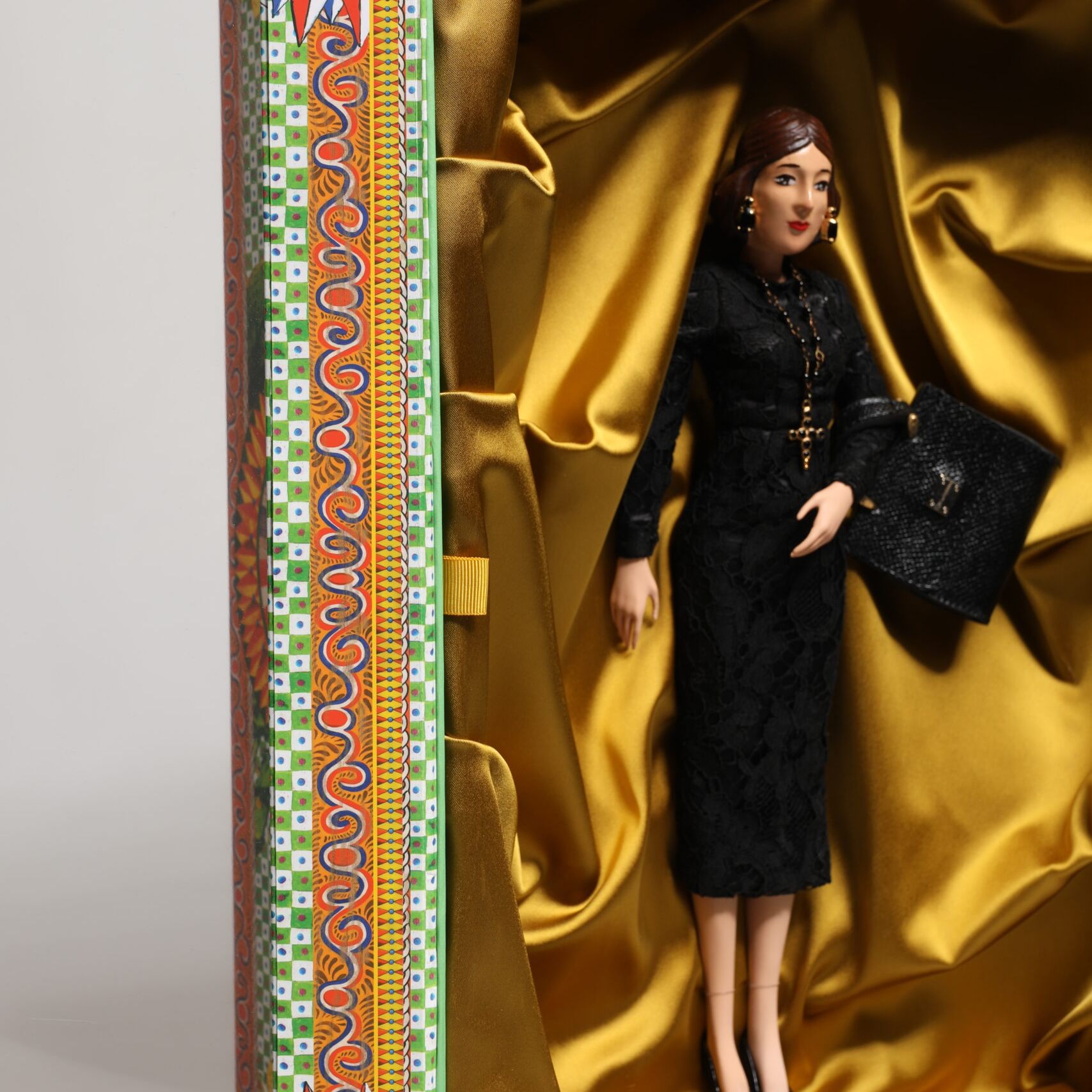 Dolce & Gabbana Black Dress Ceramic Porcelain Fashion Leather Sicily Dolls