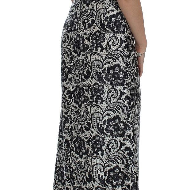 Dolce & Gabbana White Floral Lace Silk Corset Maxi Dress