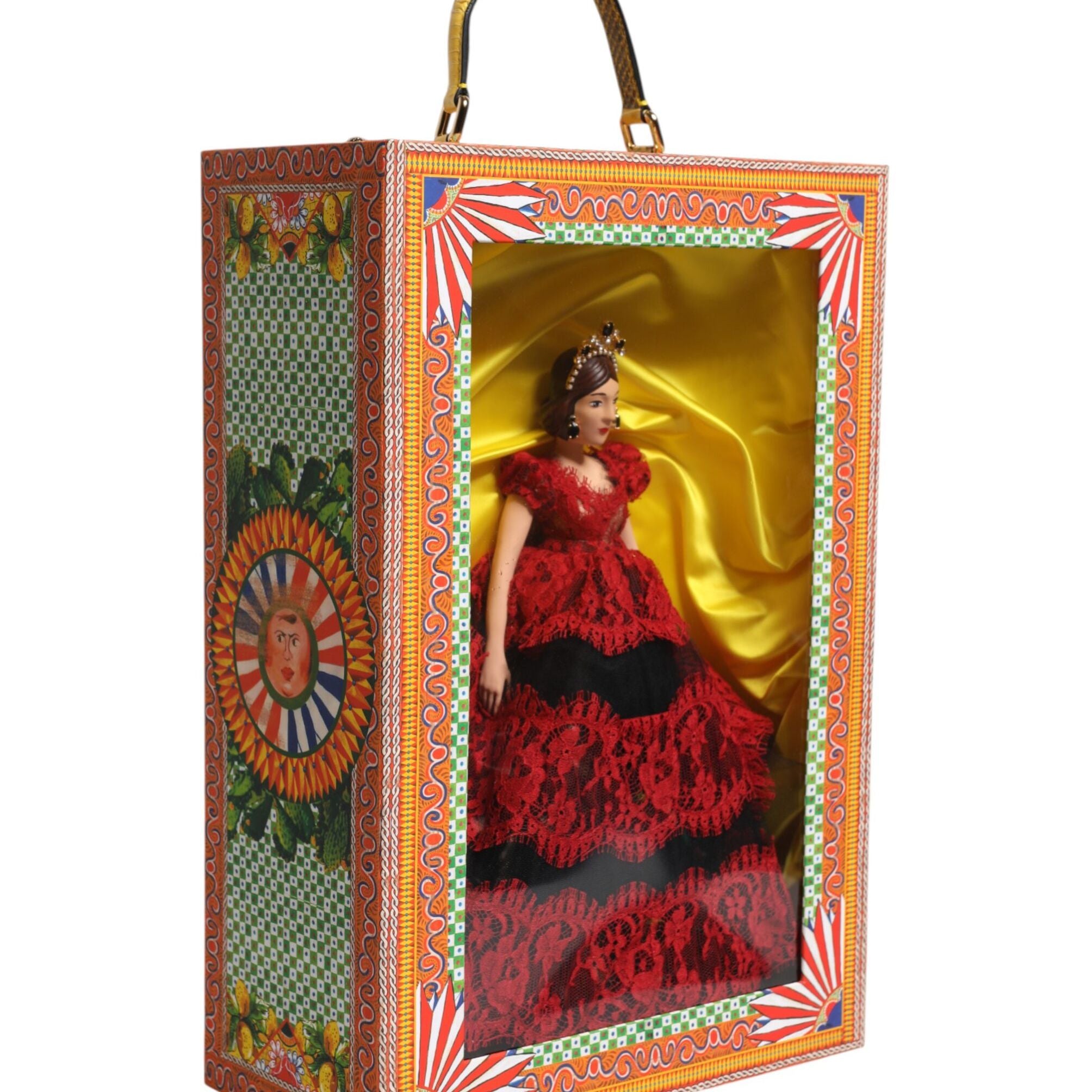 Dolce & Gabbana Red Dress Ceramic Porcelain Fashion Box Leather Sicily Dolls