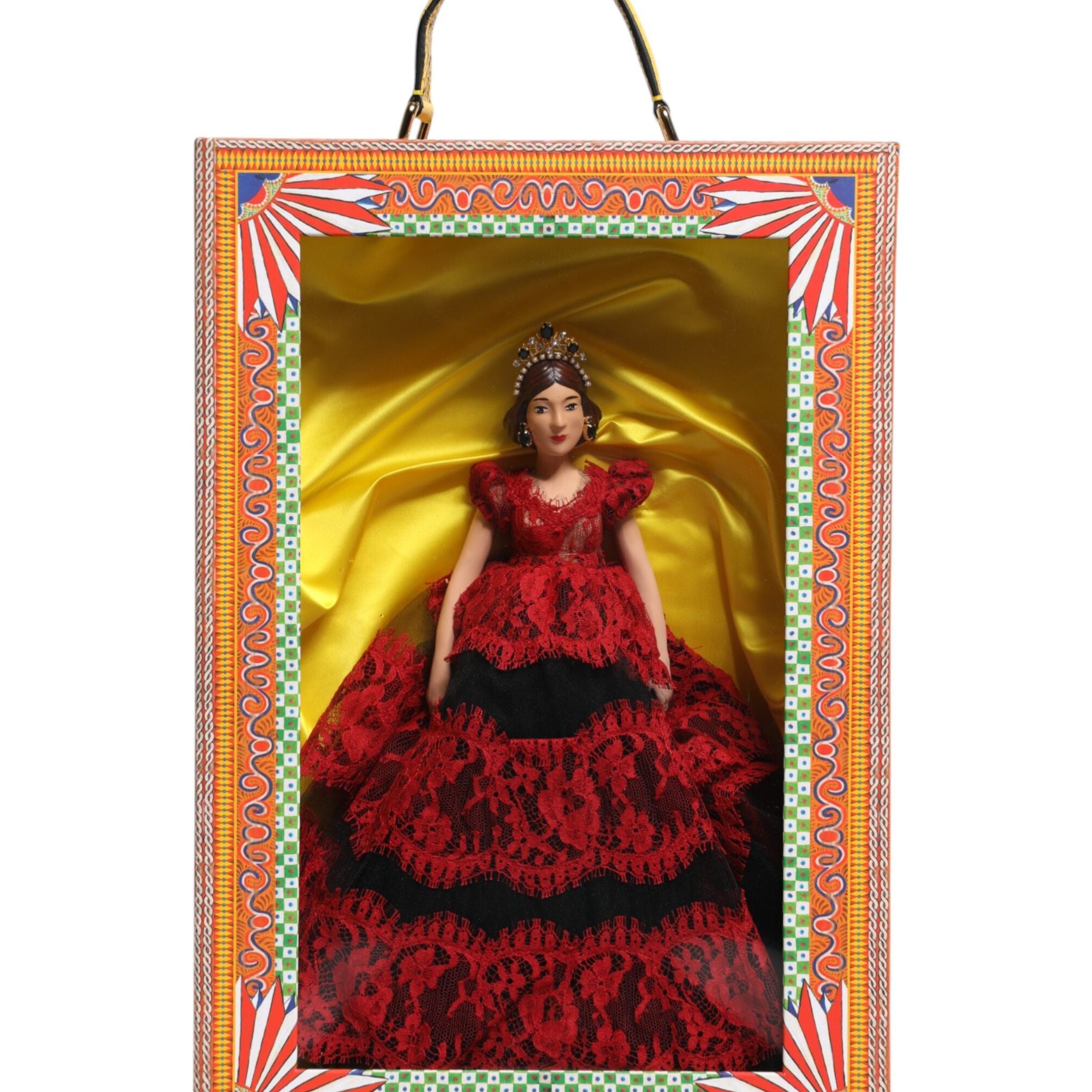 Dolce & Gabbana Red Dress Ceramic Porcelain Fashion Box Leather Sicily Dolls