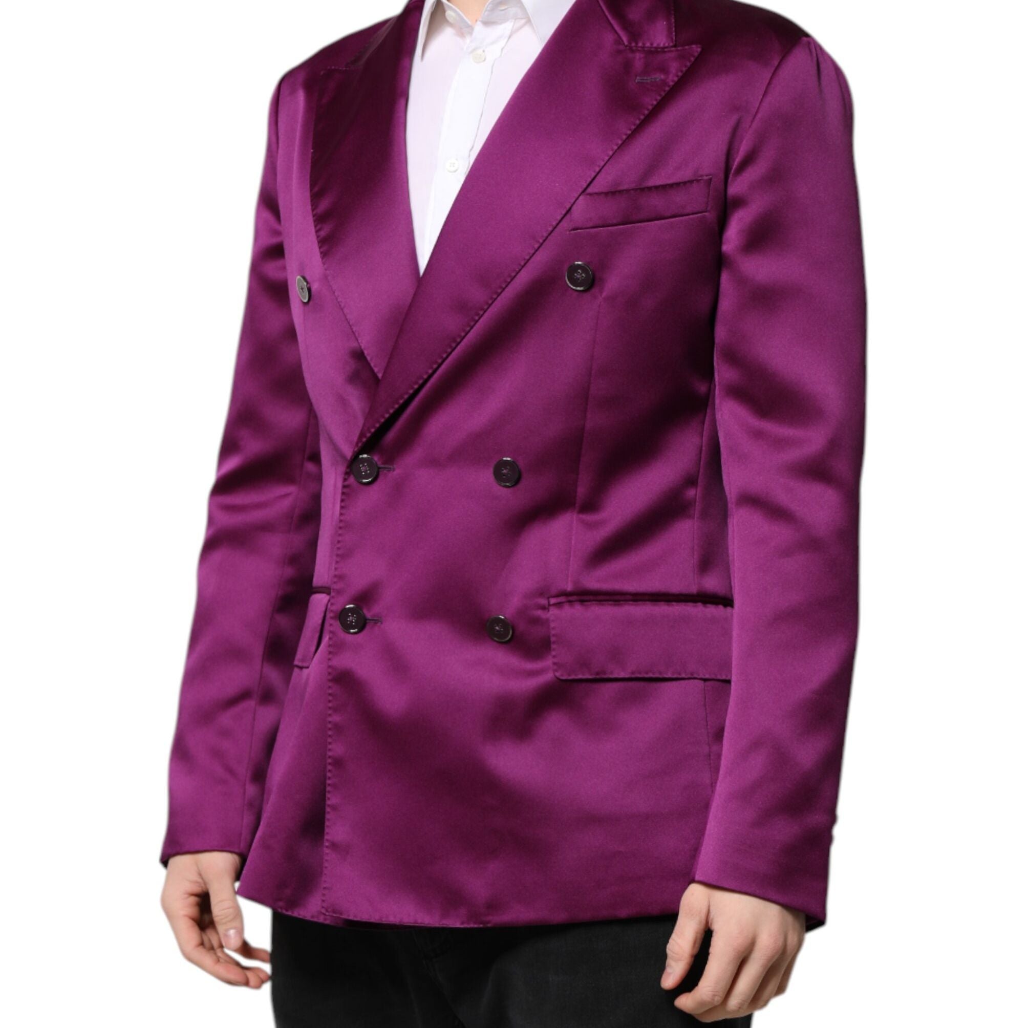 Dolce & Gabbana Purple Double Breasted Men Suit Coat Blazer