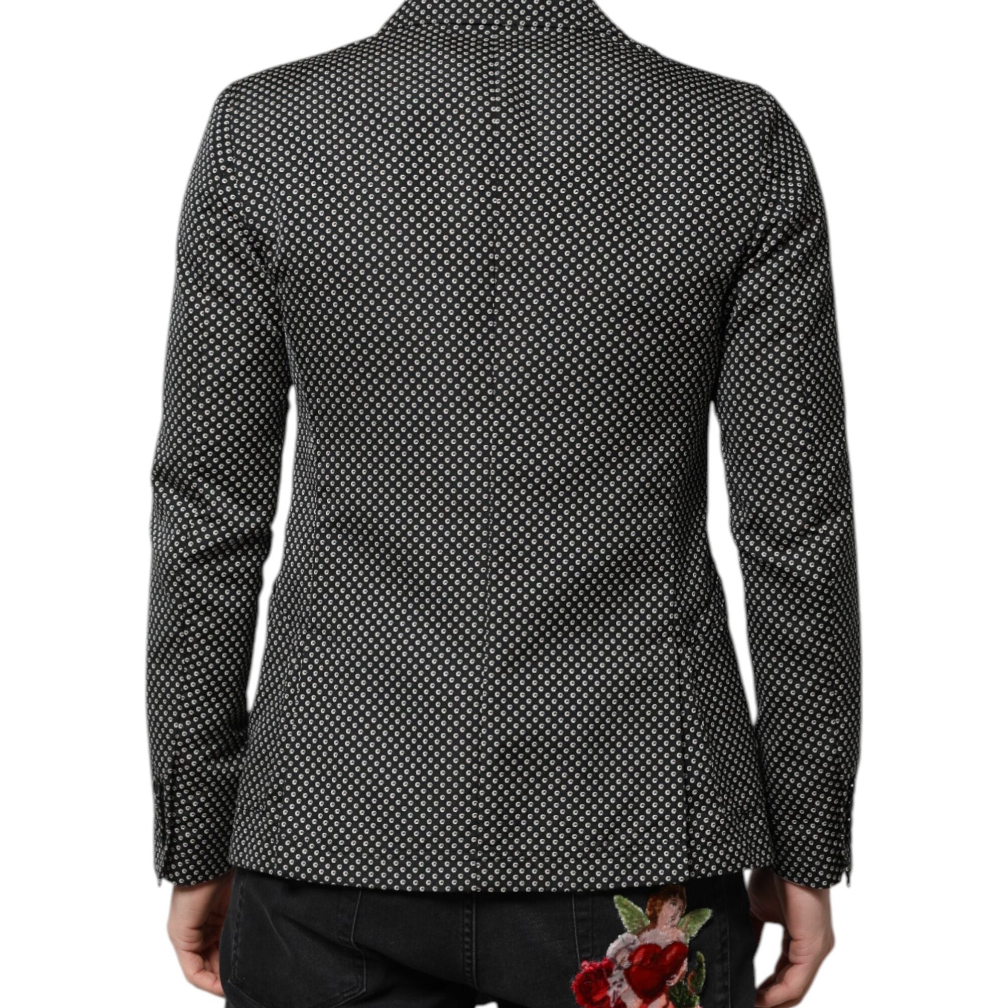 Dolce & Gabbana Black White Patterned Men Suit Coat Blazer