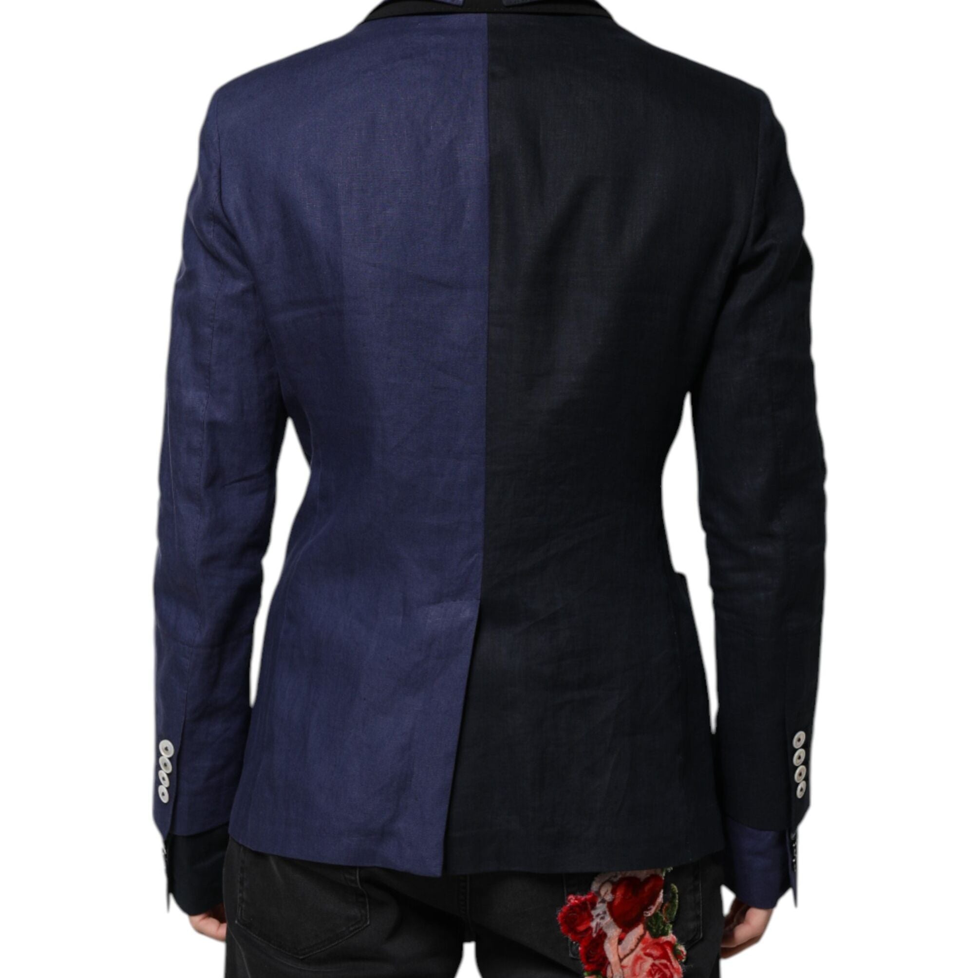 Dolce & Gabbana Navy Blue Double Breasted Suit Coat Blazer