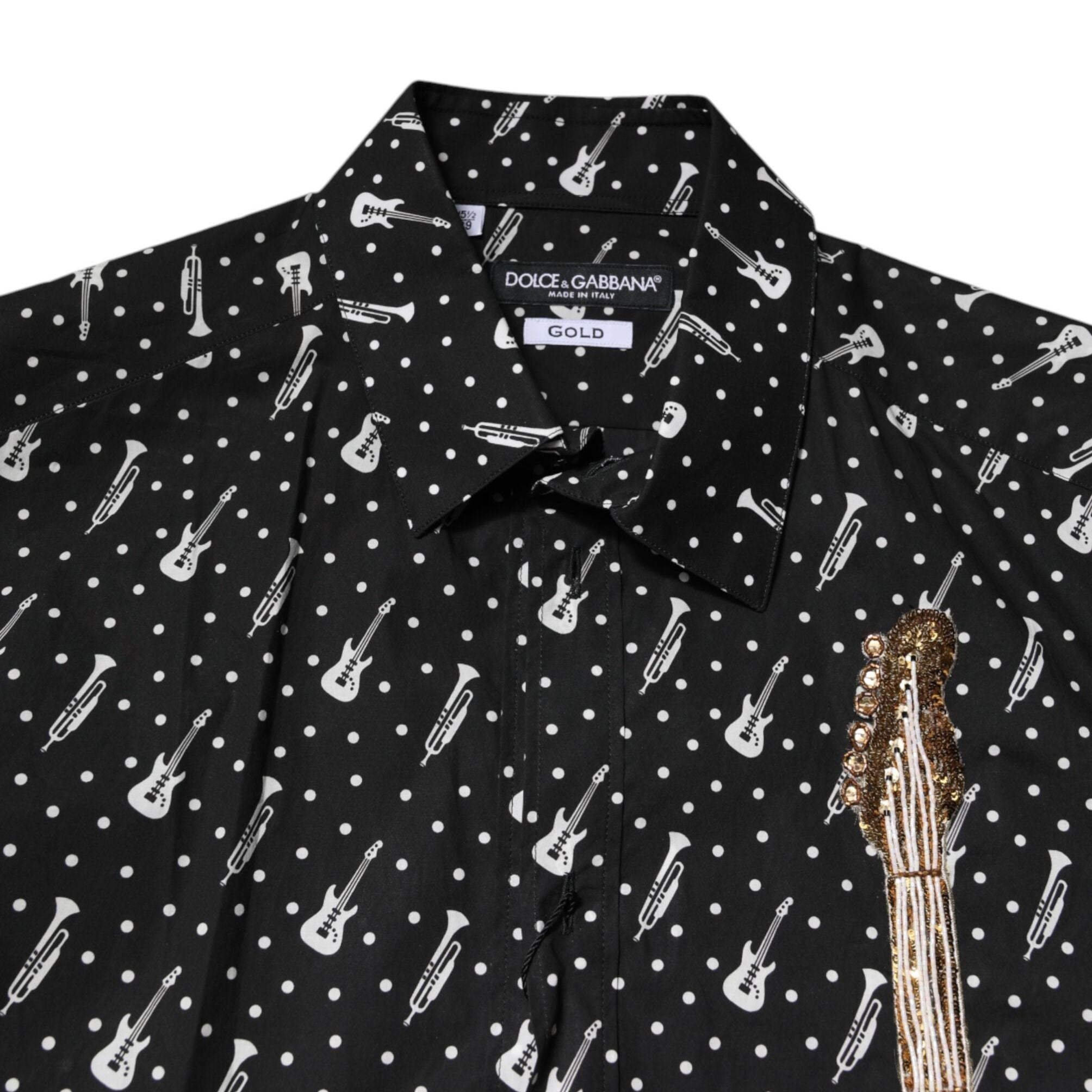 Dolce & Gabbana Black GOLD Instrument Embellished Shirt