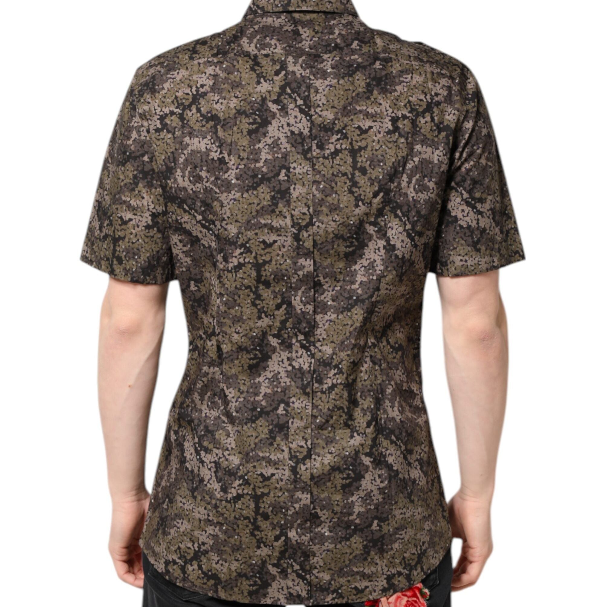 Dolce & Gabbana Multicolor Camouflage Button Down GOLD Shirt