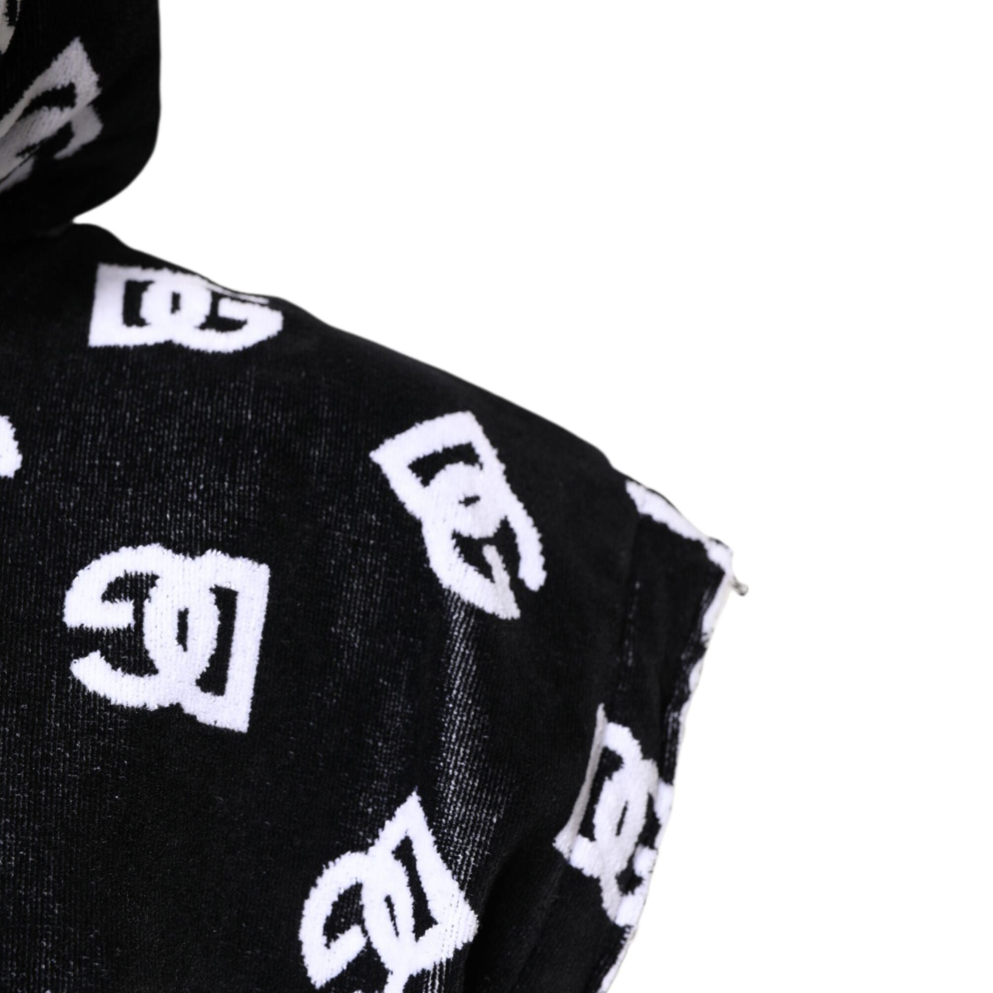 Dolce & Gabbana Black DG Cotton Hooded Sleeveless Sweater