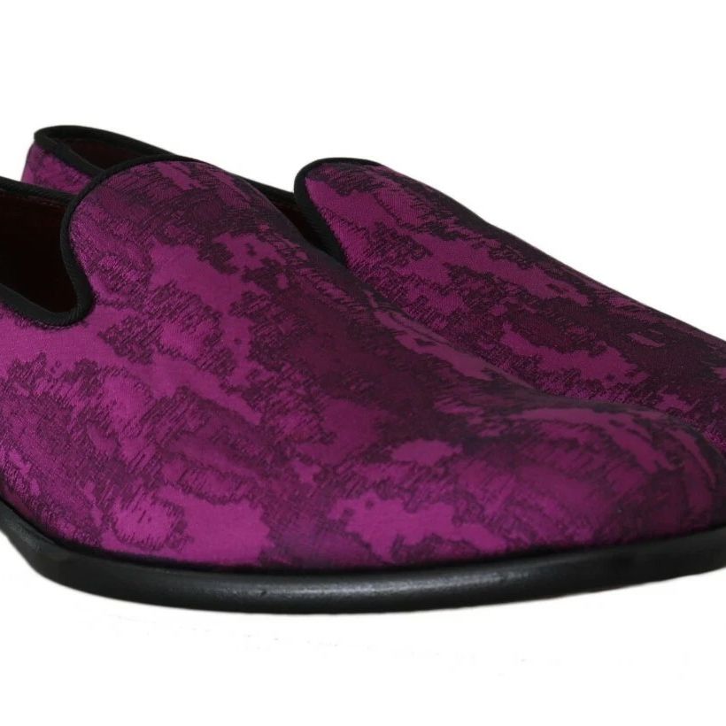 Dolce & Gabbana Purple Jacquard Loafers Dress Formal Shoes
