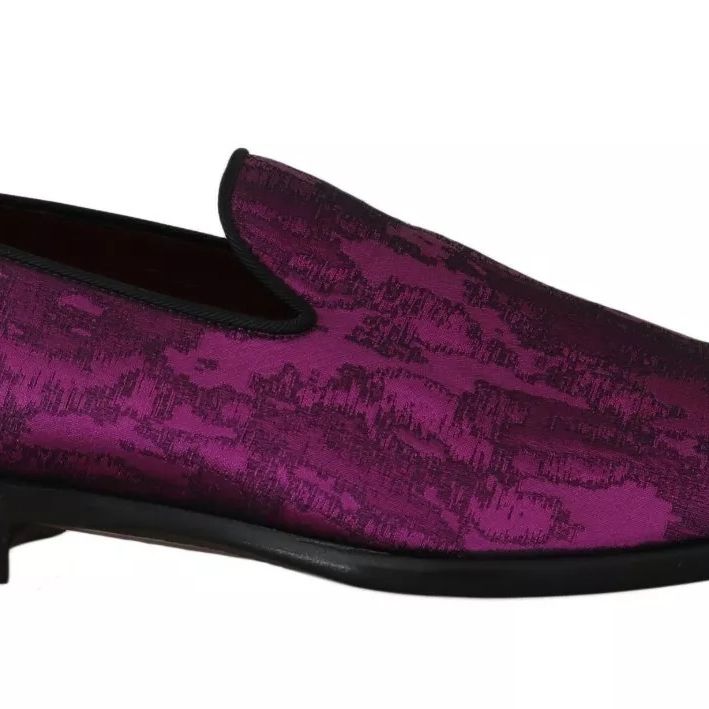 Dolce & Gabbana Purple Jacquard Loafers Dress Formal Shoes