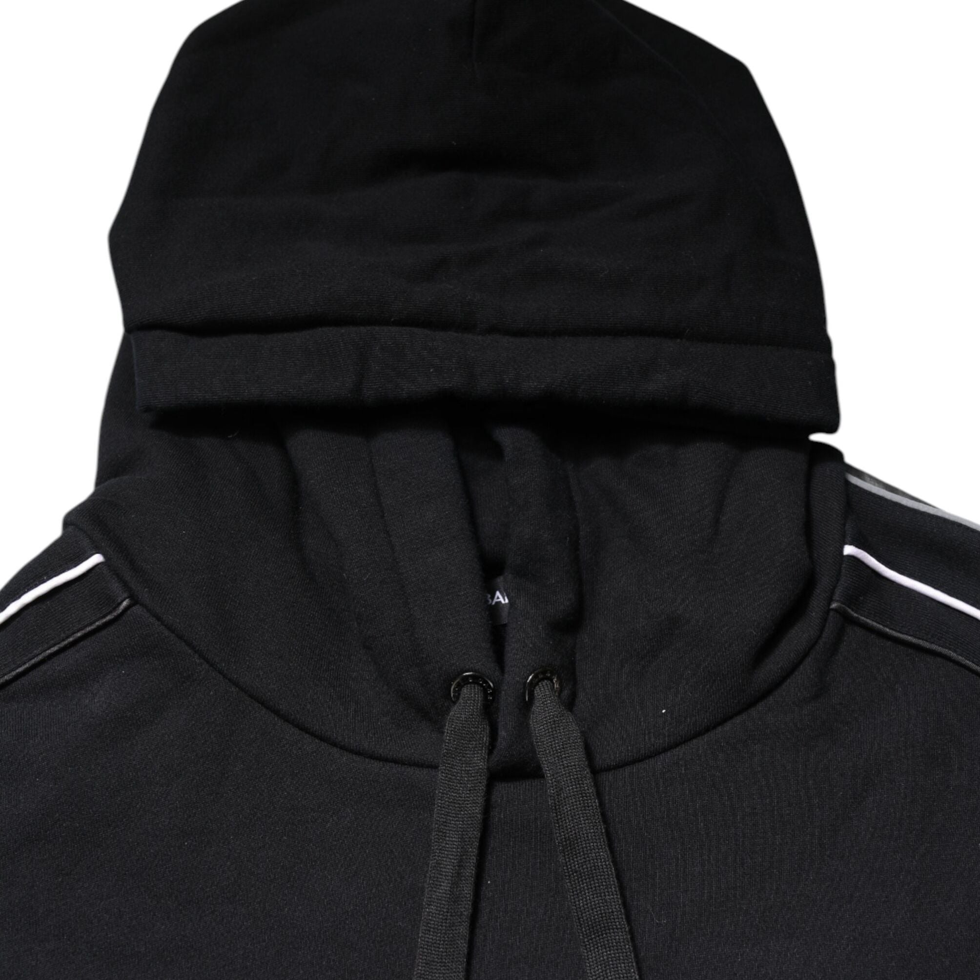 Dolce & Gabbana Black Cotton Logo Hooded Sweatshirt Sweater