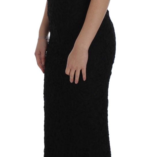 Dolce & Gabbana Black Floral Lace Long Bodycon Maxi Dress