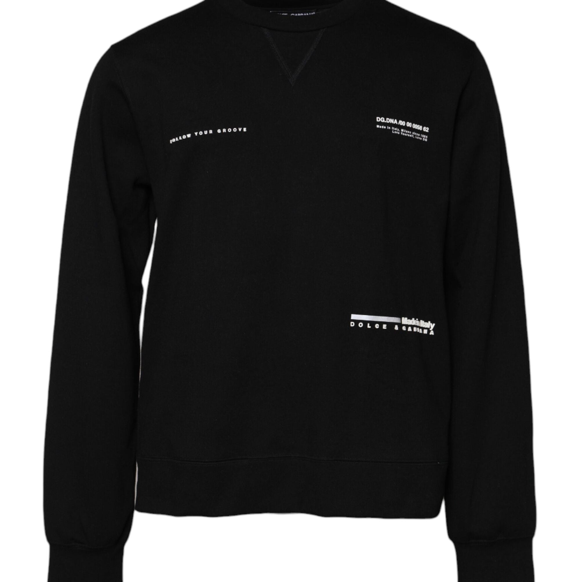 Dolce & Gabbana Black Cotton Logo Knitted Pullover Sweater