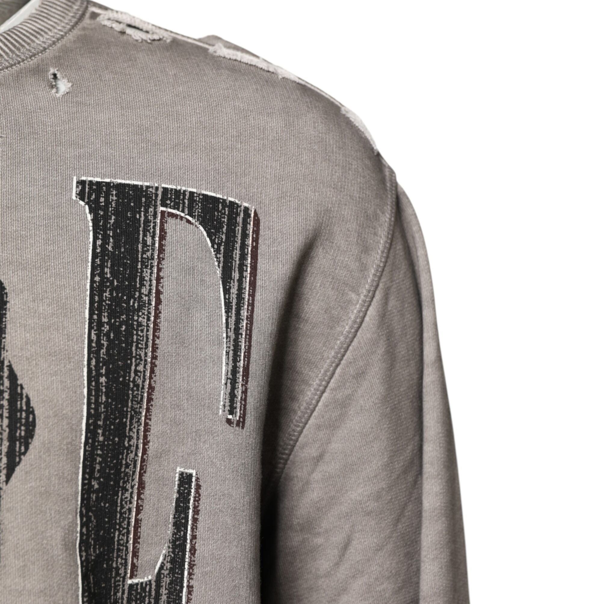 Dolce & Gabbana Gray Logo Print Crew Neck Pullover Sweater