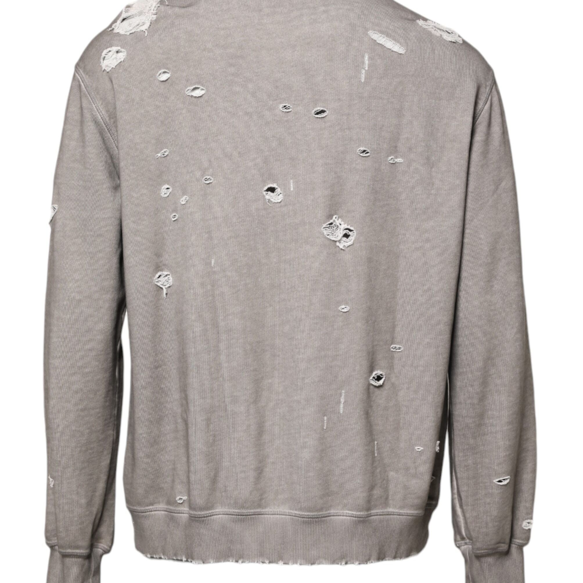 Dolce & Gabbana Gray Logo Print Crew Neck Pullover Sweater