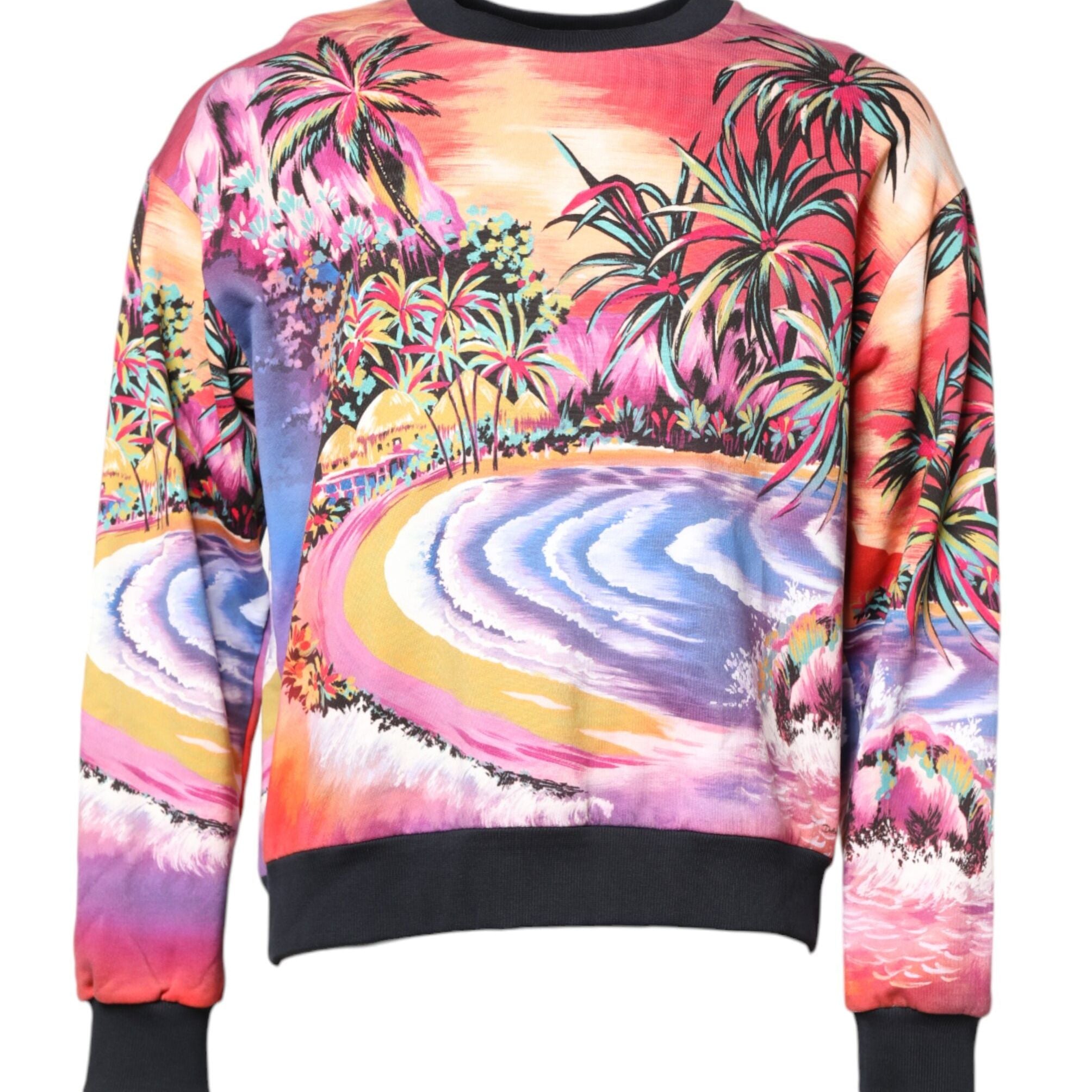 Dolce & Gabbana Multicolor Print Crew Neck Pullover Sweater