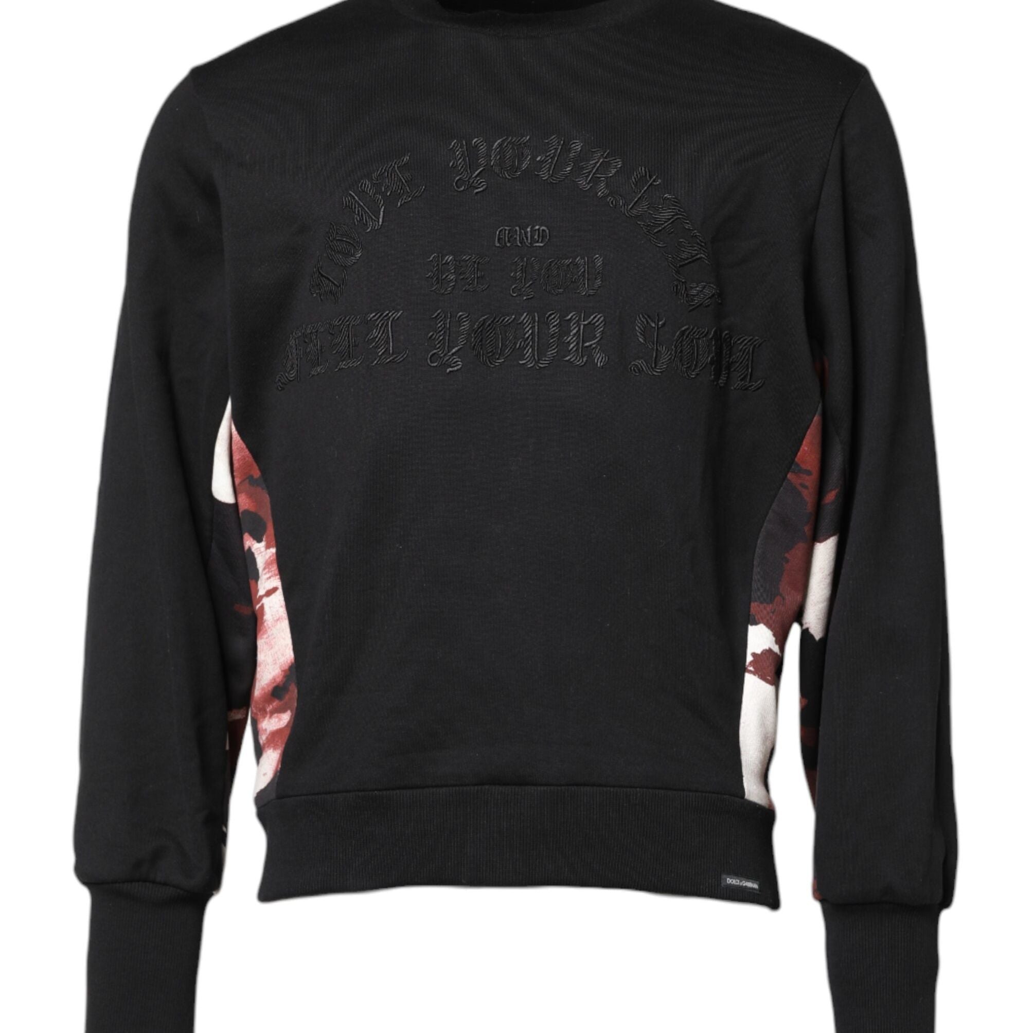 Dolce & Gabbana Black Embroidered Crew Neck Pullover Sweater