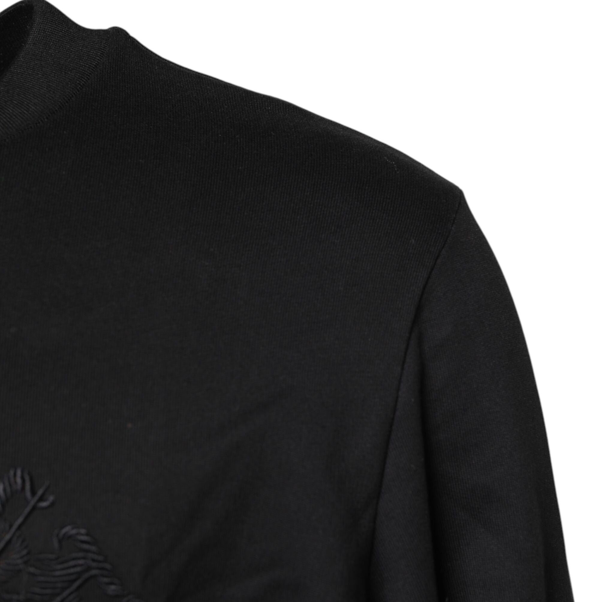 Dolce & Gabbana Black Embroidered Crew Neck Pullover Sweater