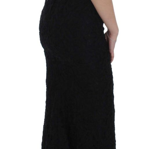 Dolce & Gabbana Black Floral Lace Long Bodycon Maxi Dress