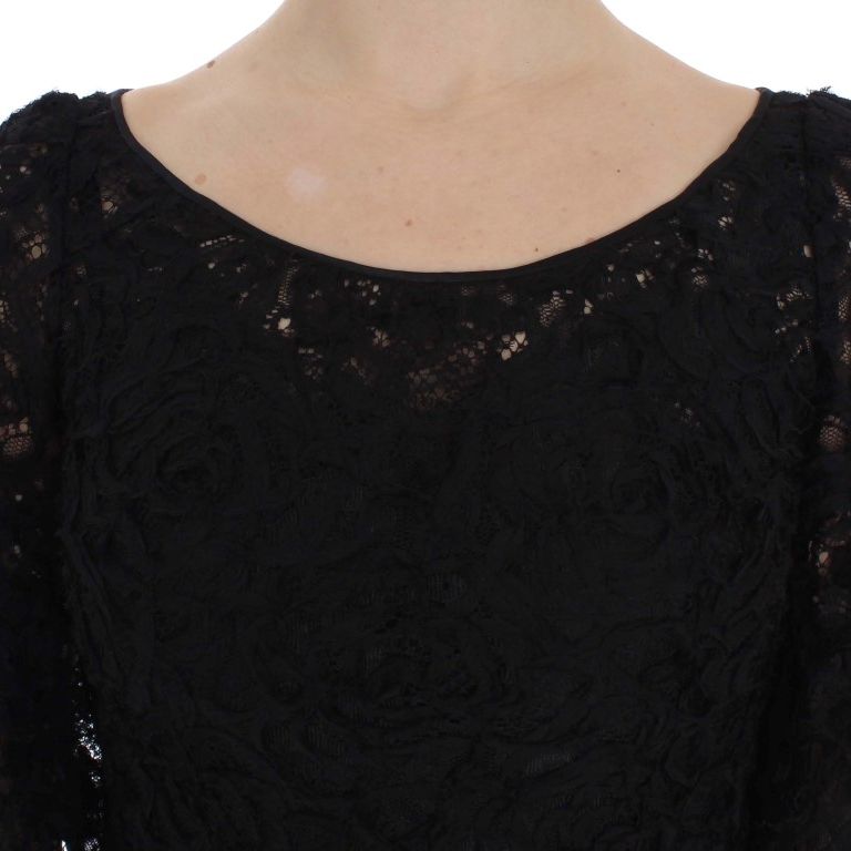 Dolce & Gabbana Black Floral Lace Long Bodycon Maxi Dress