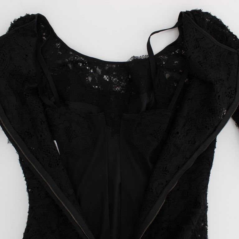 Dolce & Gabbana Black Floral Lace Long Bodycon Maxi Dress