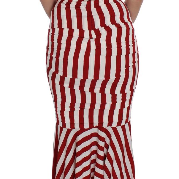 Dolce & Gabbana Red White Silk Stretch Dress