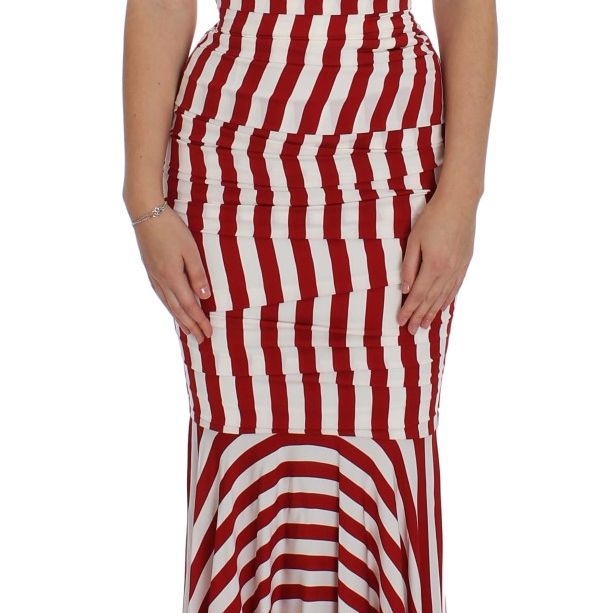 Dolce & Gabbana Red White Silk Stretch Dress