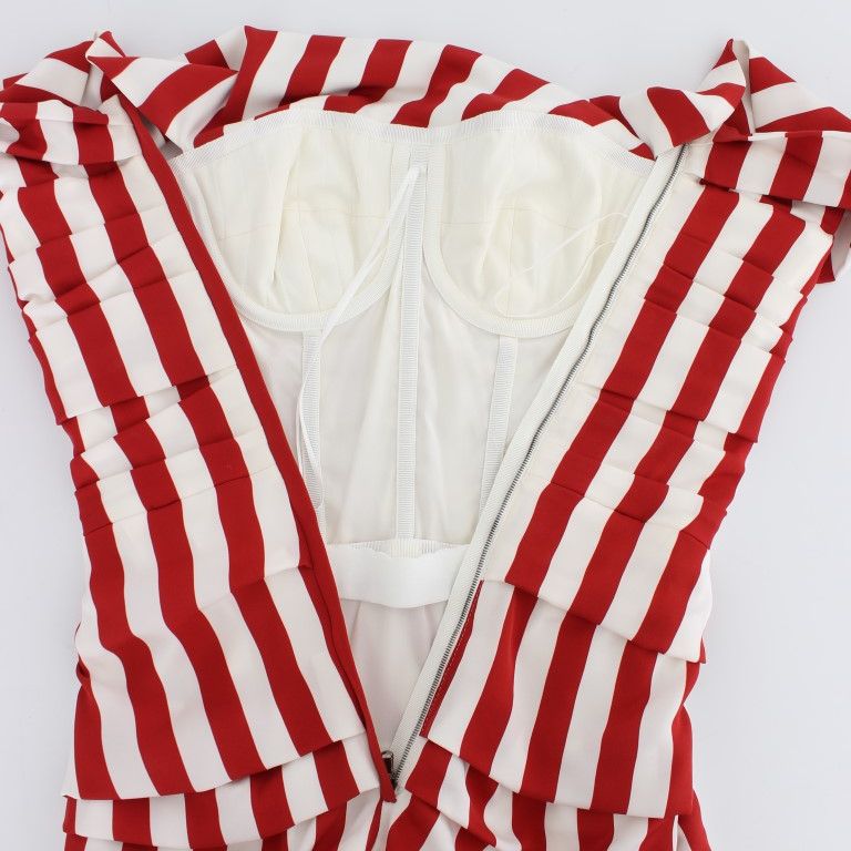 Dolce & Gabbana Red White Silk Stretch Dress